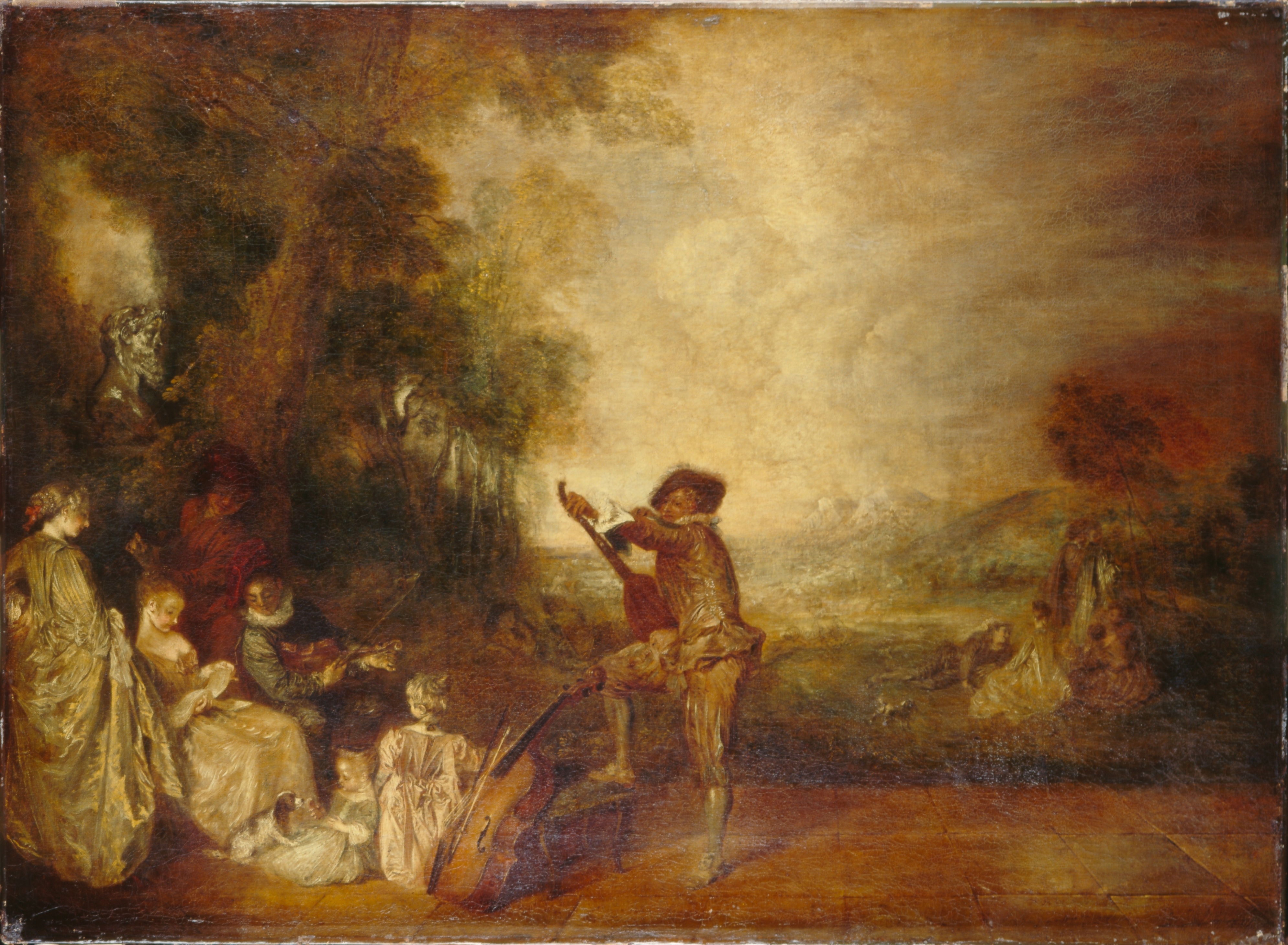 Watteau, Antoine: Das Konzert, GK I 5623. (Stiftung Preußische Schlösser und Gärten Berlin-Brandenburg CC BY-NC-SA)