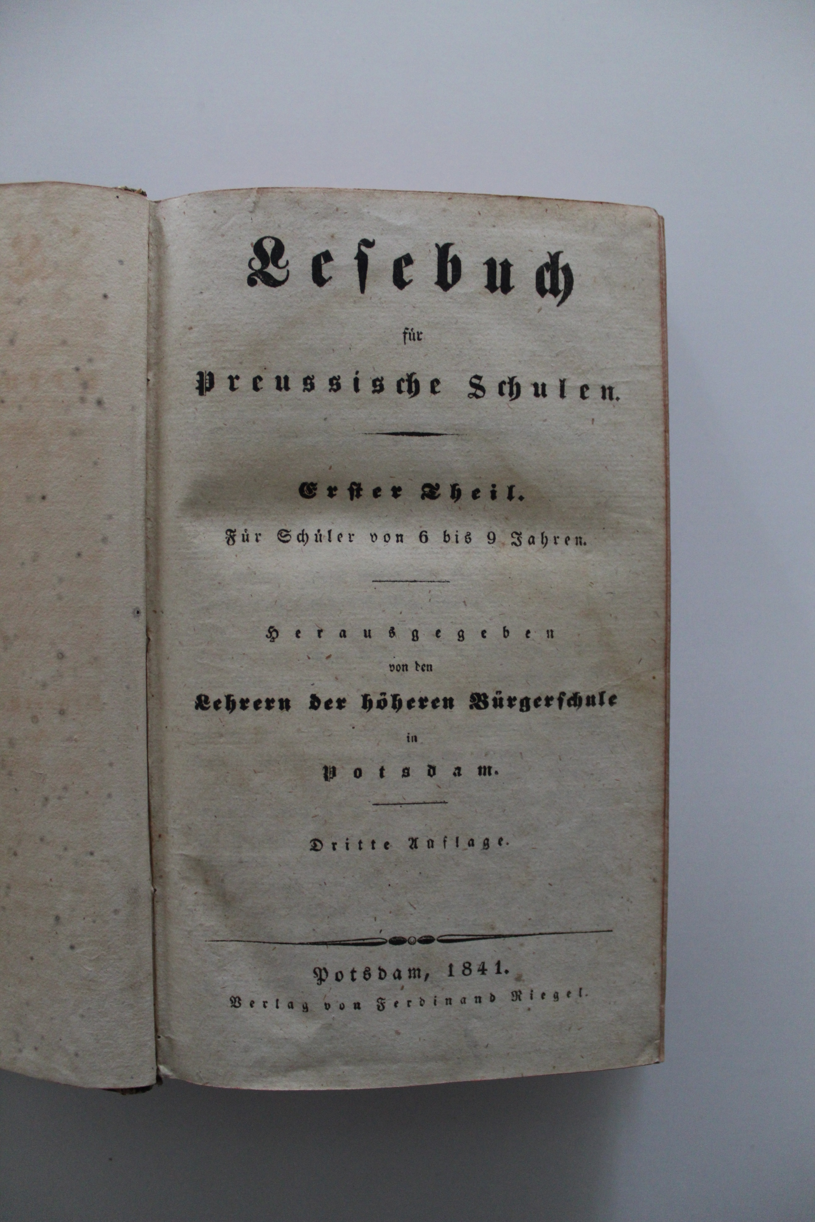Lesebuch für preussische Schulen. Erster Theil. (Reckahner Museen CC BY-NC-SA)