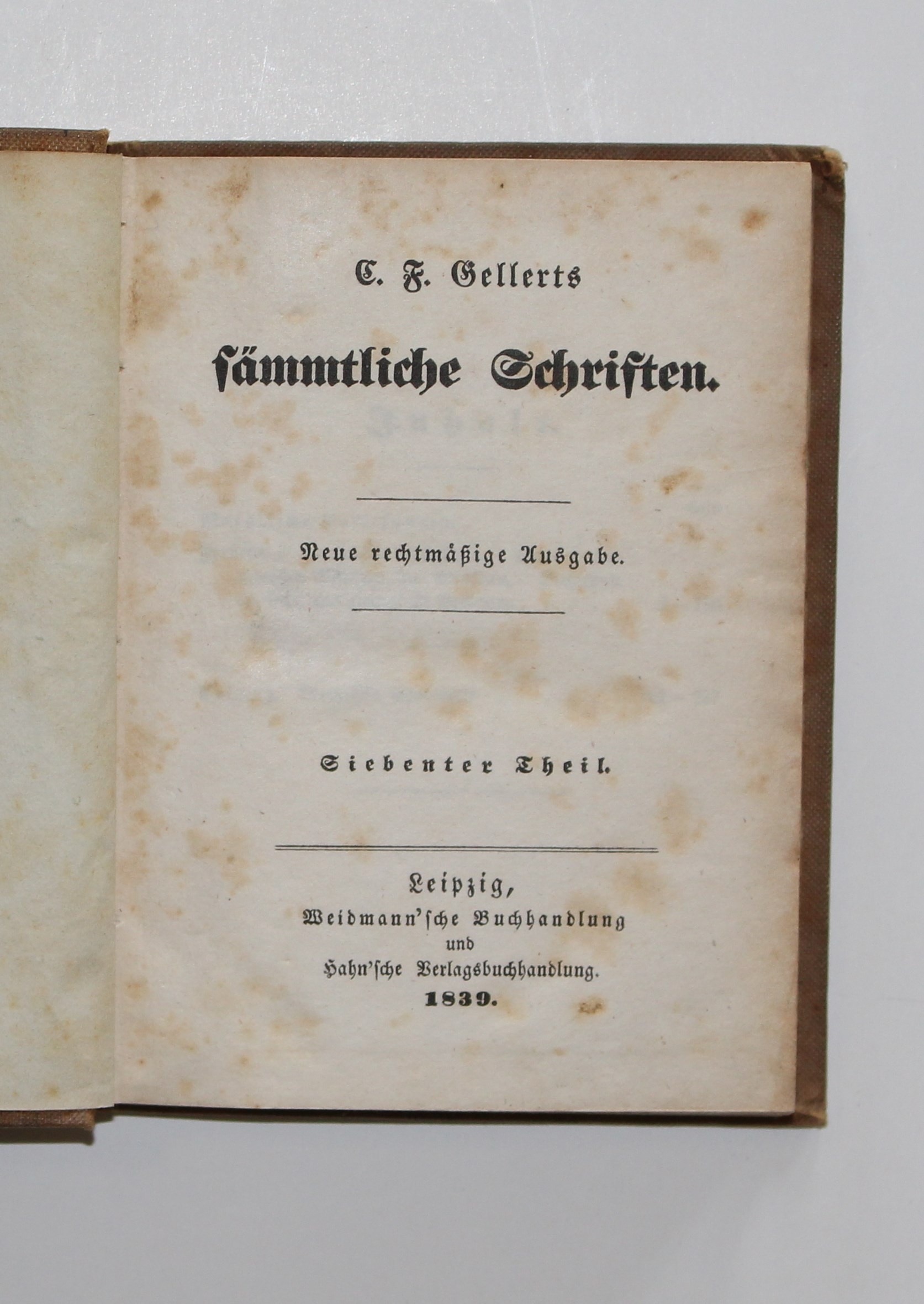 Gellert, Christian Fürchtegott. C. F. Gellerts sämmtliche Schriften. Siebenter Theil. Achter Theil. (Reckahner Museen CC BY-NC-SA)