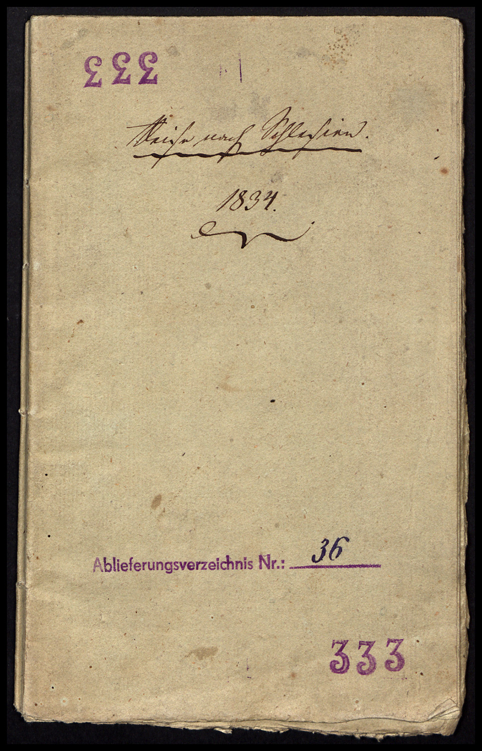 Reise nach Schlesien - 1834, Abbildung 1 (Archiv, Lese- und Medienzentrum des Landkreises Oder-Spree CC BY-NC-SA)
