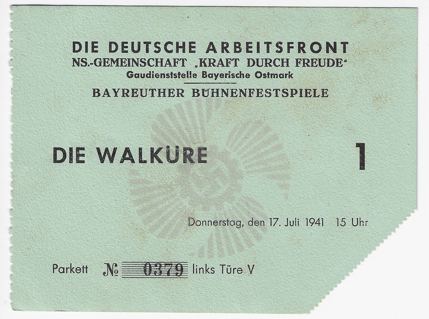 Bayreuther Bühnenfestspiele: Die Walküre 17. Juli 1941 (Rüdiger Koch CC BY-NC-ND)