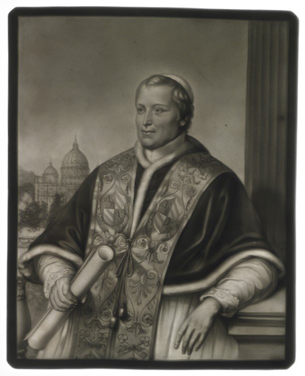 Lithophanie-Platte "Papst Pius IX." (Sammlung "S", Wuppertal CC BY-NC-SA)