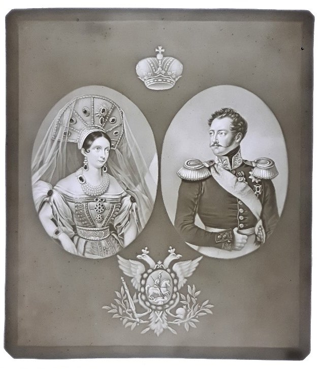 Lithophanie-Platte "Nikolaus I., Kaiser von Russland und Alexandra, Kaiserin von Russland" (Sammlung "S", Wuppertal CC BY-NC-SA)