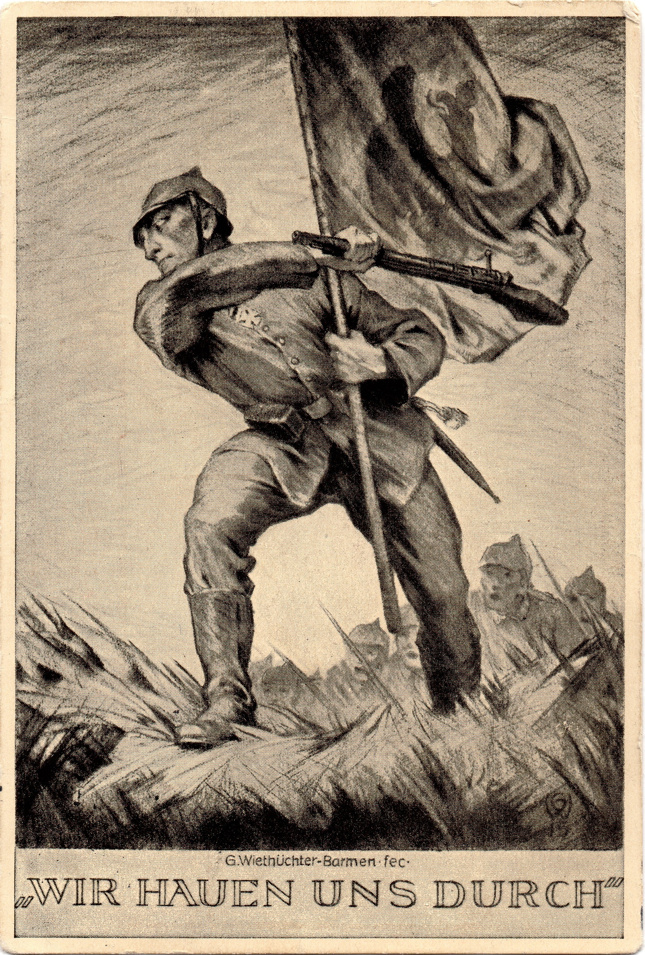 Motiv-Postkarte "Wir Hauen uns Durch" (Historien-Archiv-Engelmann (HAE) CC BY-NC-SA)