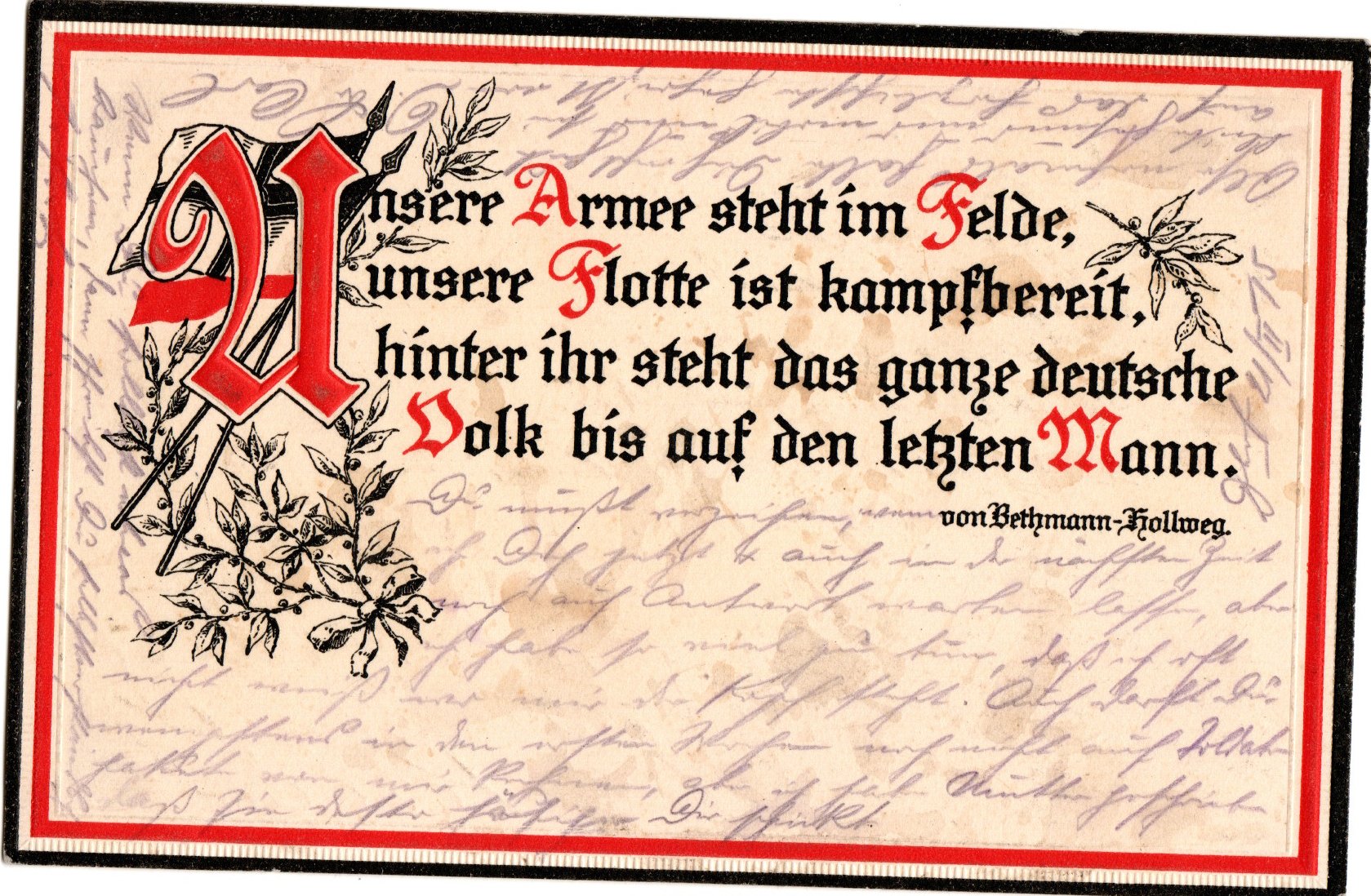 Motiv-Postkarte "Unsere Armee steht im Felde," (Historien-Archiv-Engelmann (HAE) CC BY-NC-SA)