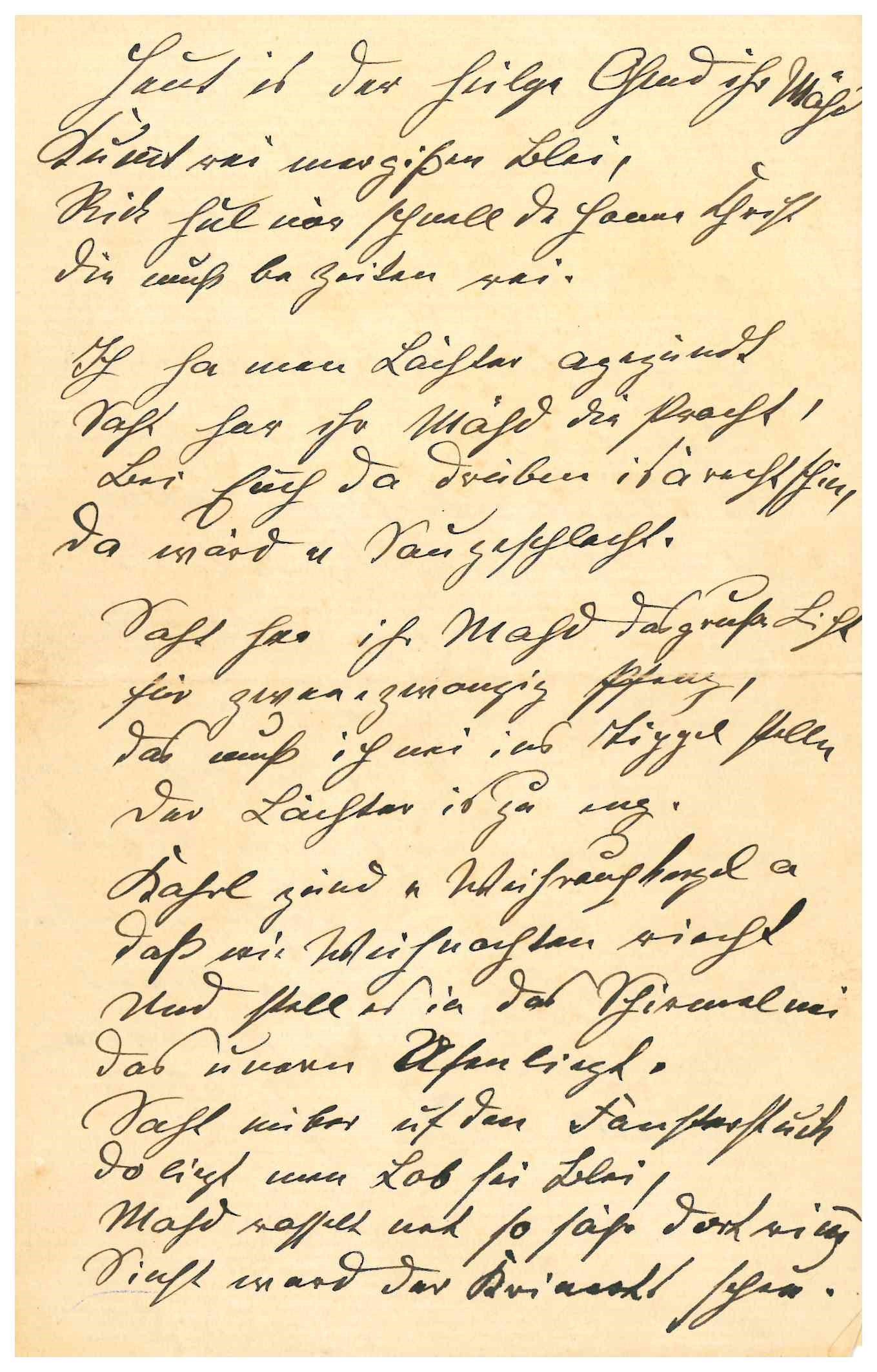 Gedicht in altdeutscher Handschrift in Abwandlung des Liedtextes "Heit is der heilge Ohmd" (Saxonia-Freiberg-Stiftung CC BY-NC-SA)