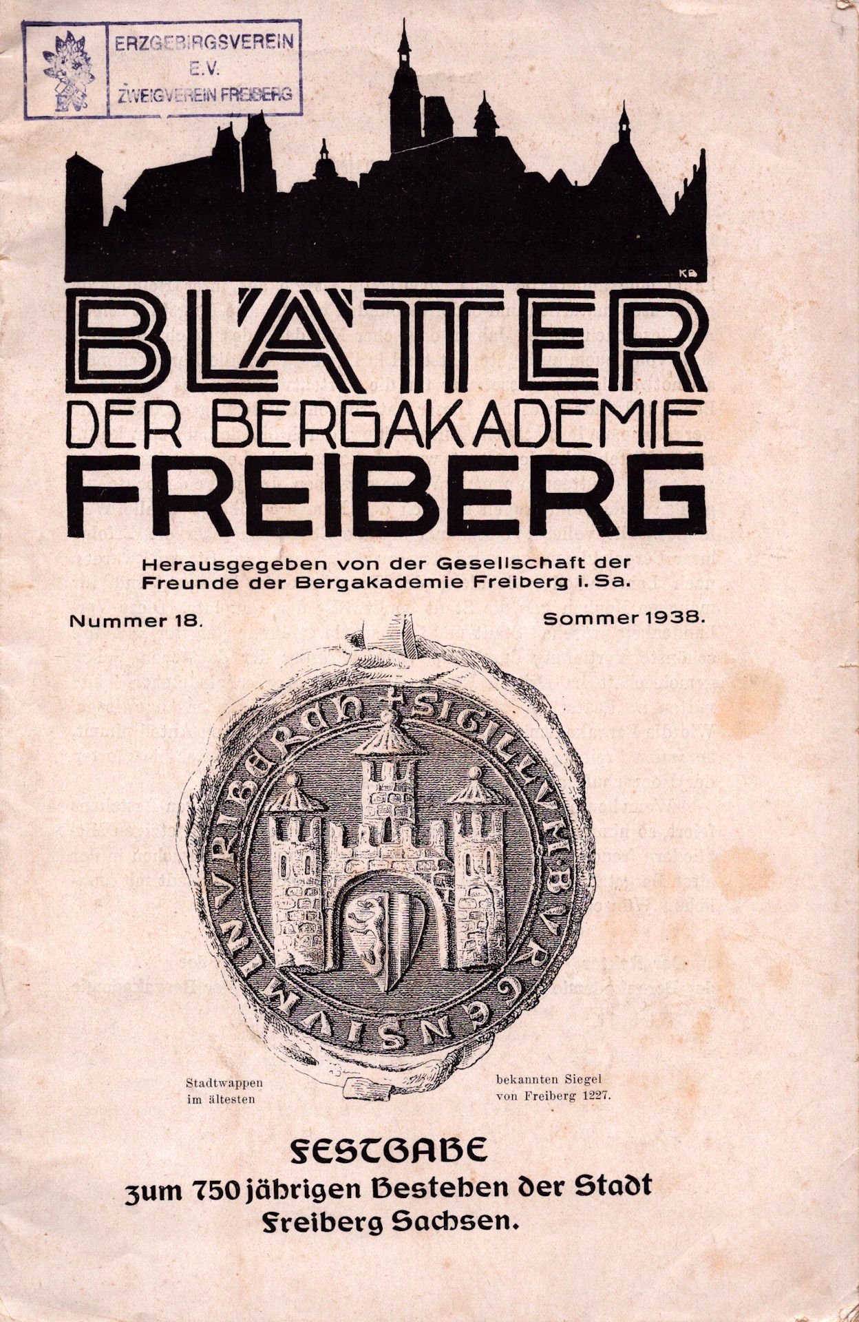Blätter der Bergakademie Freiberg - Festgabe zum 750 jährigen Bestehen der Stadt Freiberg Sachsen (Archiv SAXONIA-FREIBERG-STIFTUNG CC BY-NC-SA)