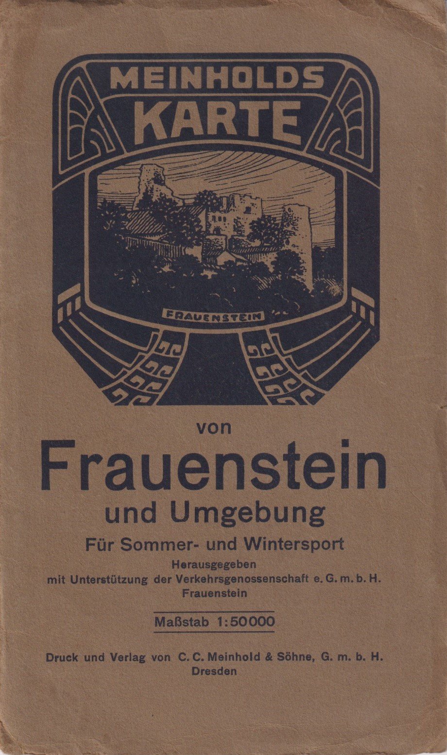 Meinholds Karte von Frauenstein und Umgebung. Für Sommer- und Wintersport. (Archiv SAXONIA-FREIBERG-STIFTUNG CC BY-NC-SA)