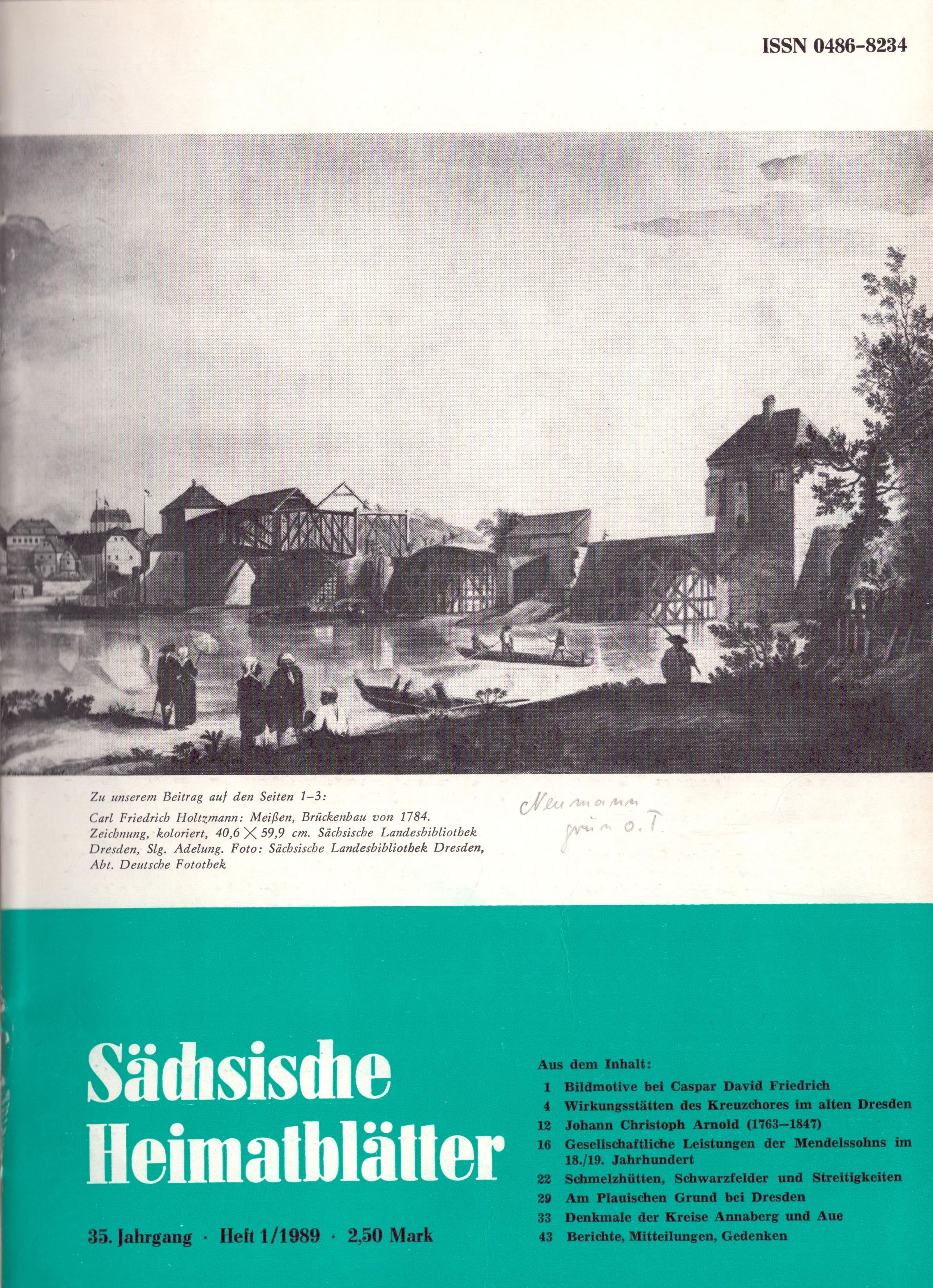 Sächsische Heimatblätter 35. Jahrgang - Heft 1 - 6/1989 (Archiv SAXONIA-FREIBERG-STIFTUNG CC BY-NC-SA)
