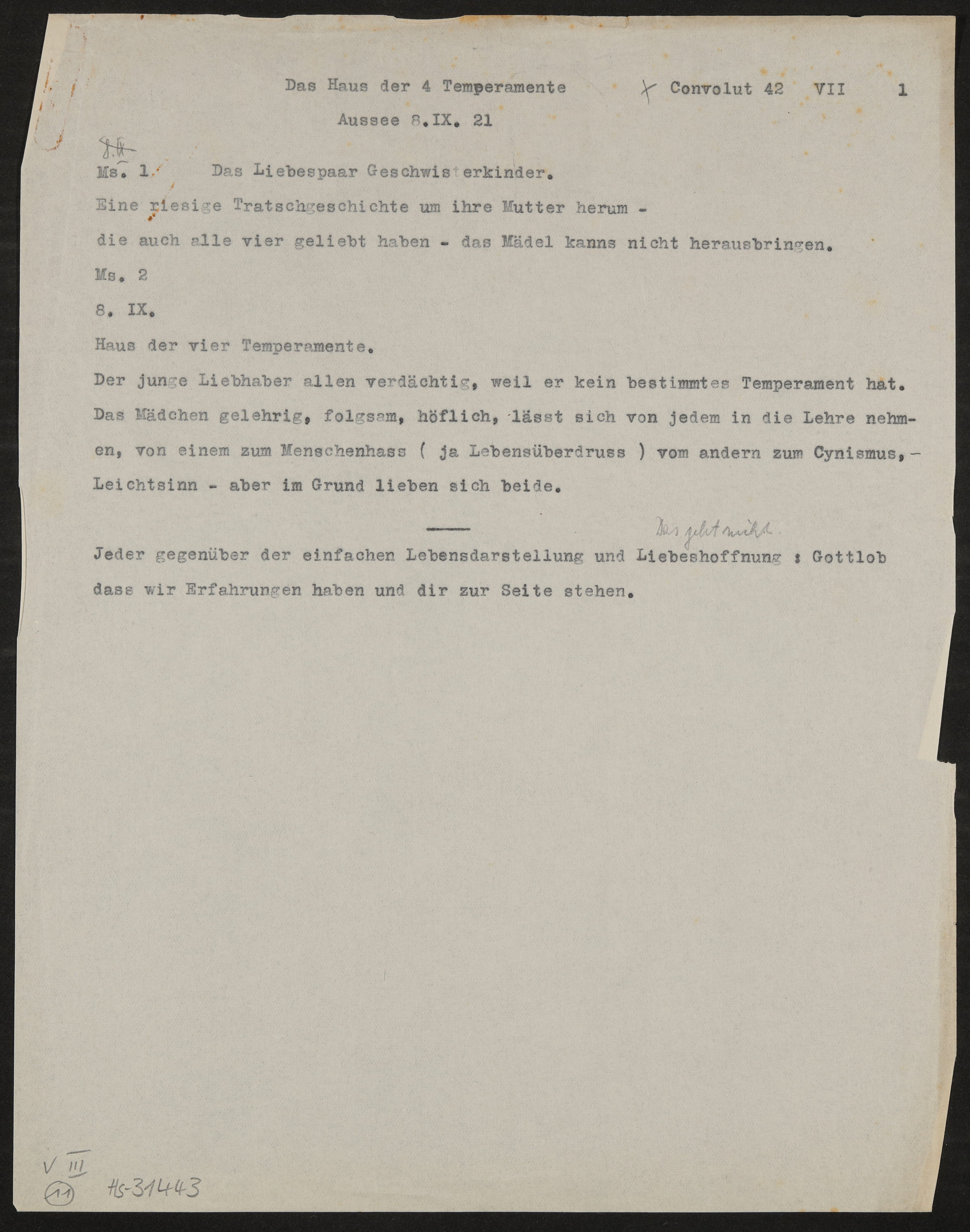 Drama: Das Haus der vier Temperamente (Freies Deutsches Hochstift / Frankfurter Goethe-Museum Public Domain Mark)