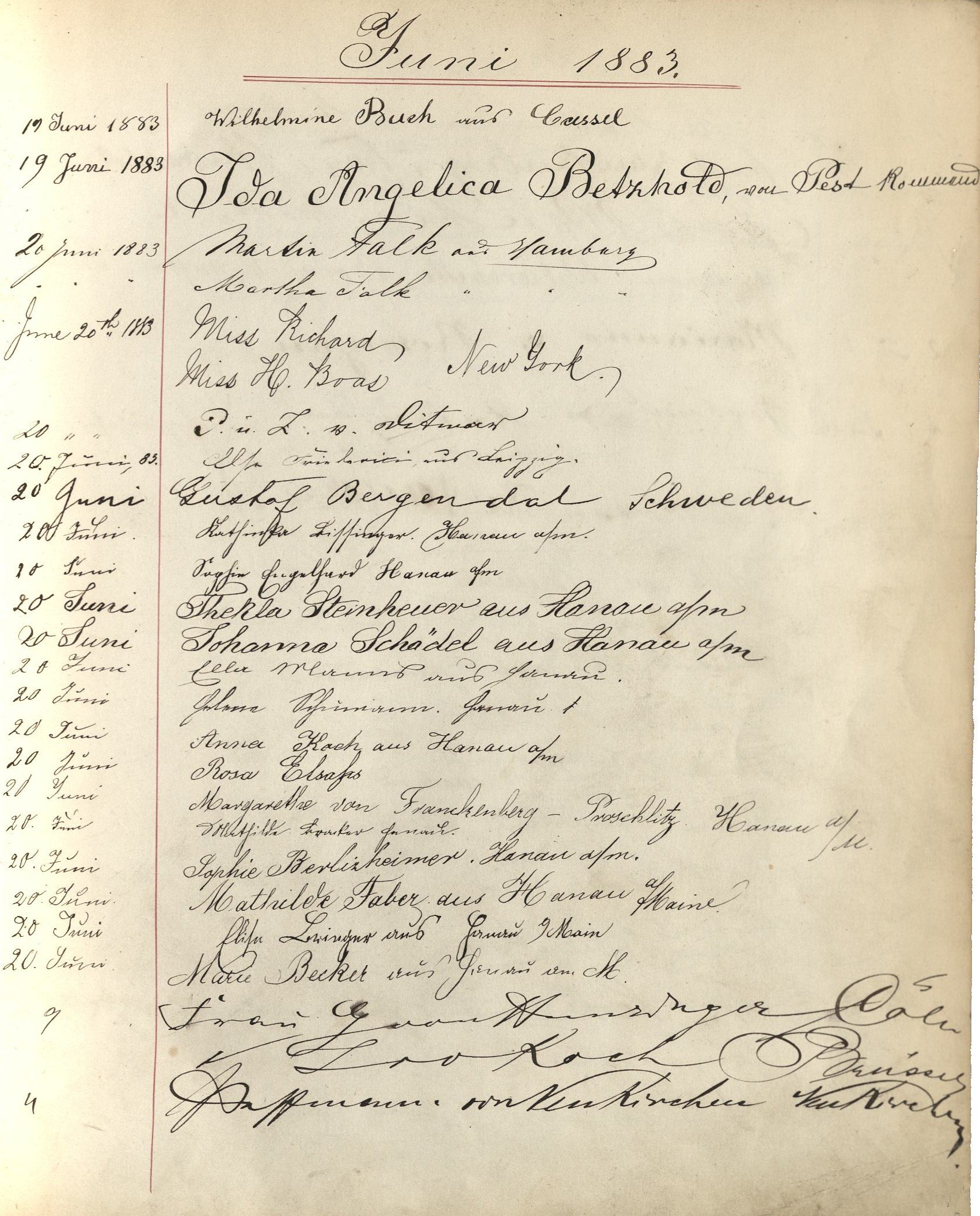 Gästebuch/19.6.1883 bis 18.8.1887 (Freies Deutsches Hochstift / Frankfurter Goethe-Museum Public Domain Mark)
