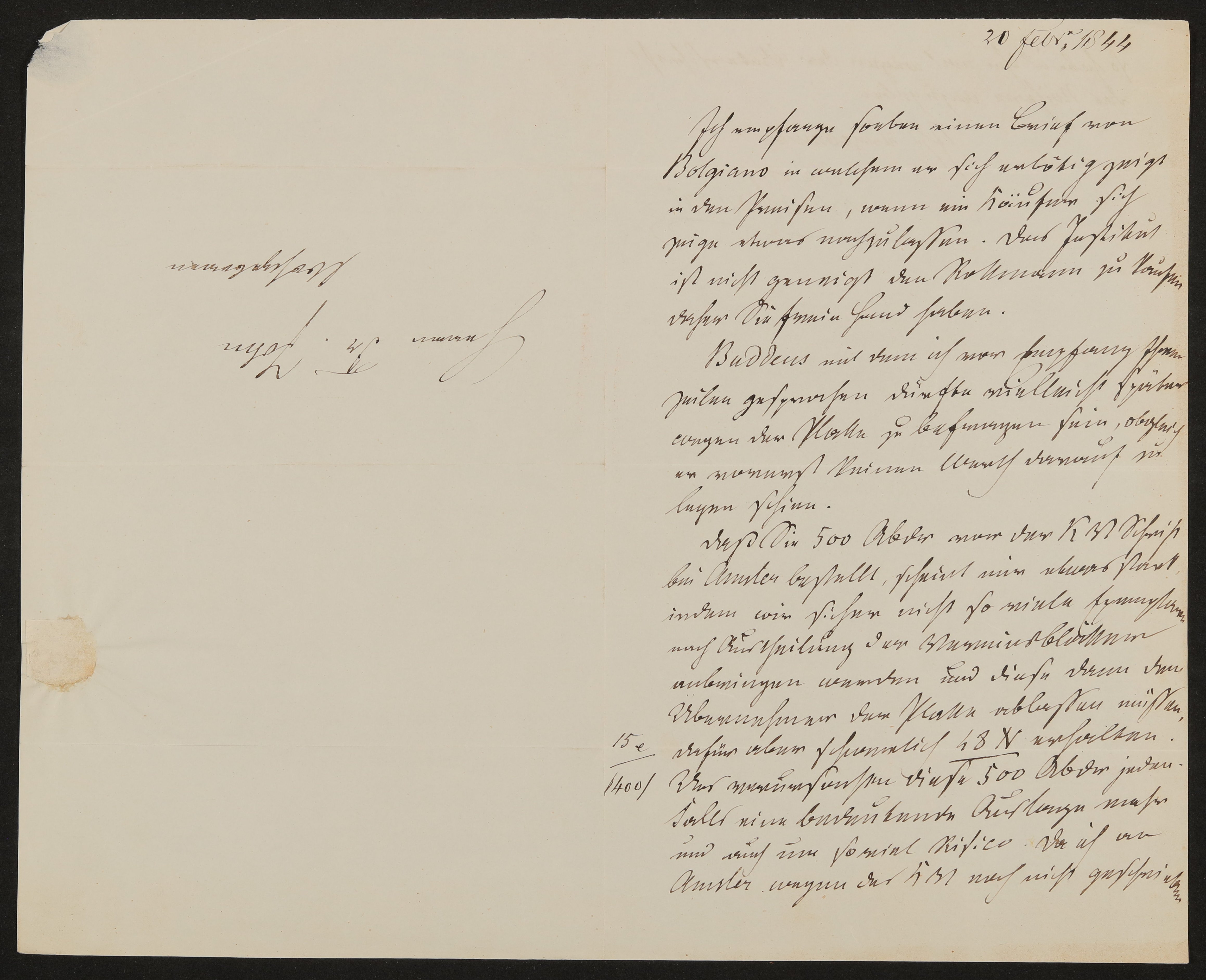 Brief von Johann David Passavant an Friedrich John vom 20. Februar 1844 (Freies Deutsches Hochstift / Frankfurter Goethe-Museum Public Domain Mark)