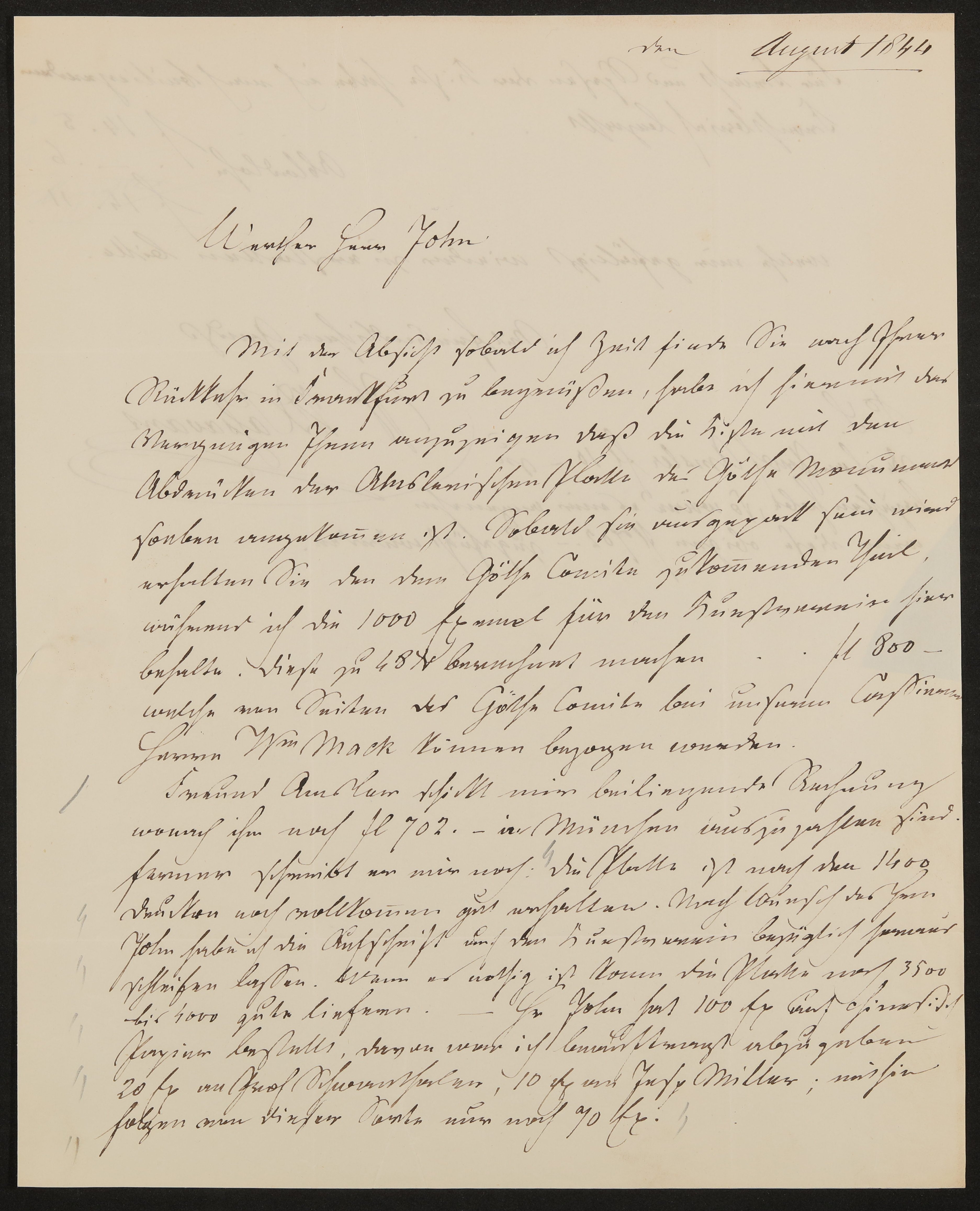Brief von Johann David Passavant an Friedrich John vom August 1844 (Freies Deutsches Hochstift / Frankfurter Goethe-Museum Public Domain Mark)