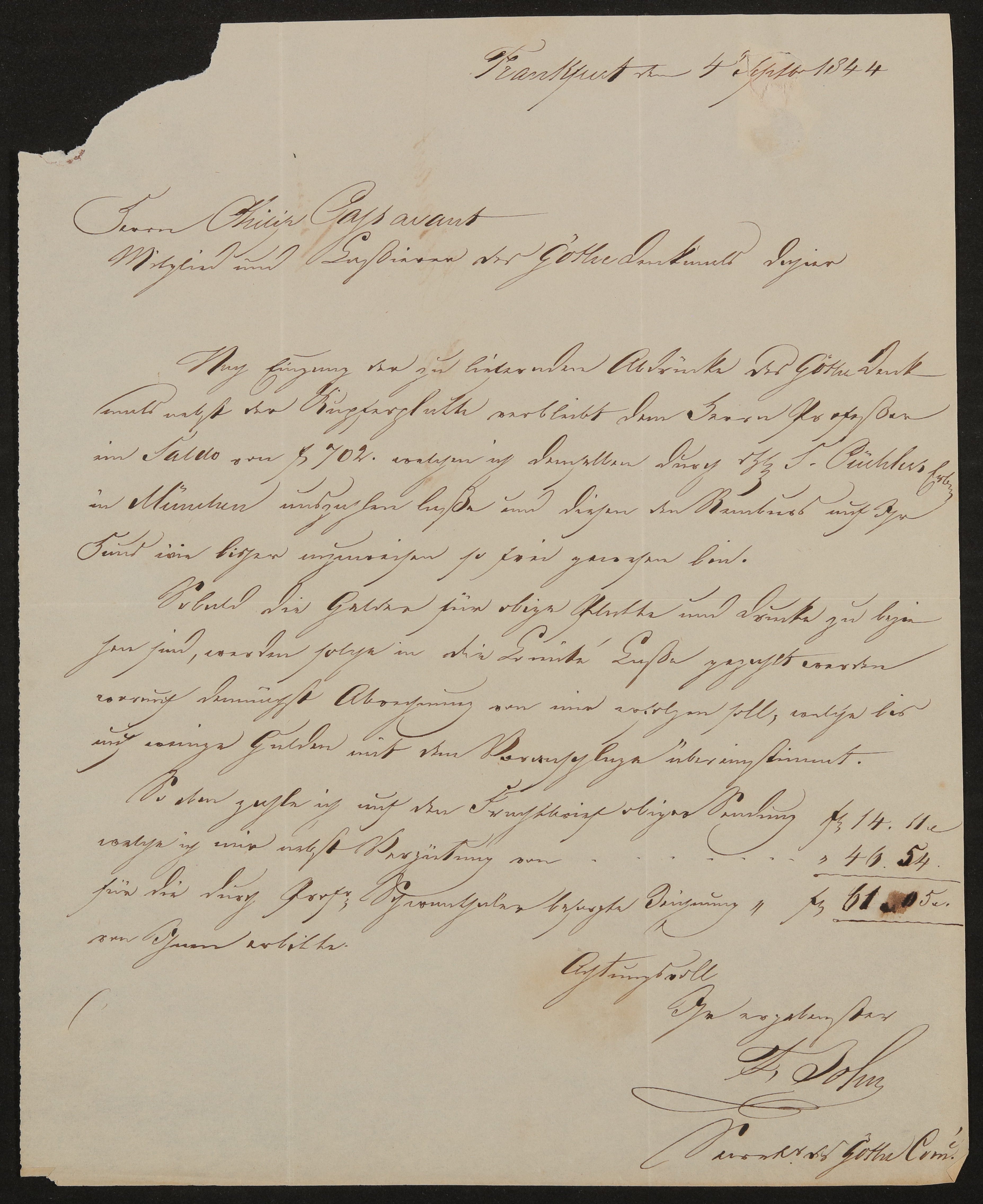 Brief von Friedrich John an Philipp Passavant vom 4. September 1844 (Freies Deutsches Hochstift / Frankfurter Goethe-Museum Public Domain Mark)