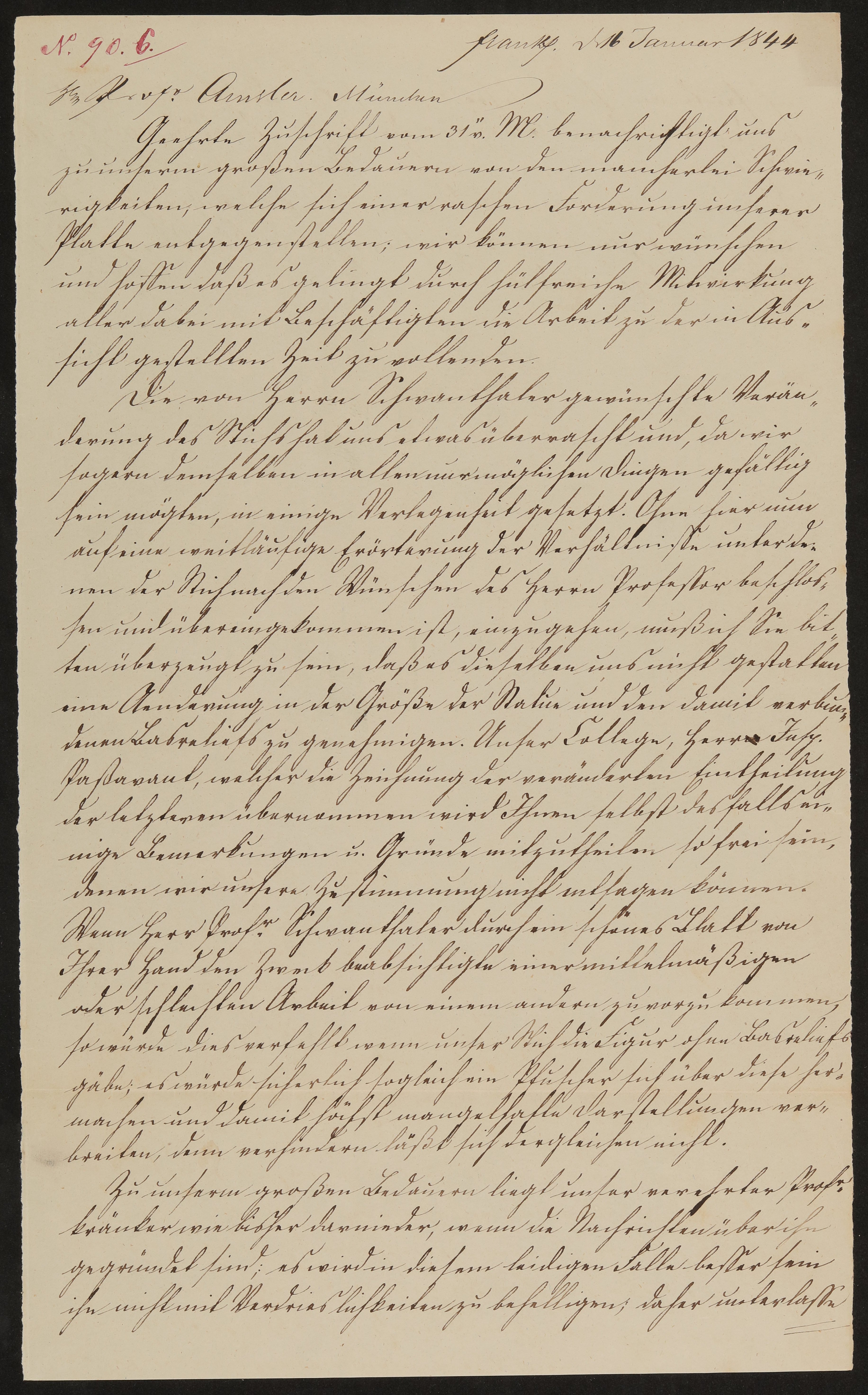 Briefabschrift von Friedrich John an Samuel Amsler vom 16.01.1844 (Freies Deutsches Hochstift / Frankfurter Goethe-Museum Public Domain Mark)
