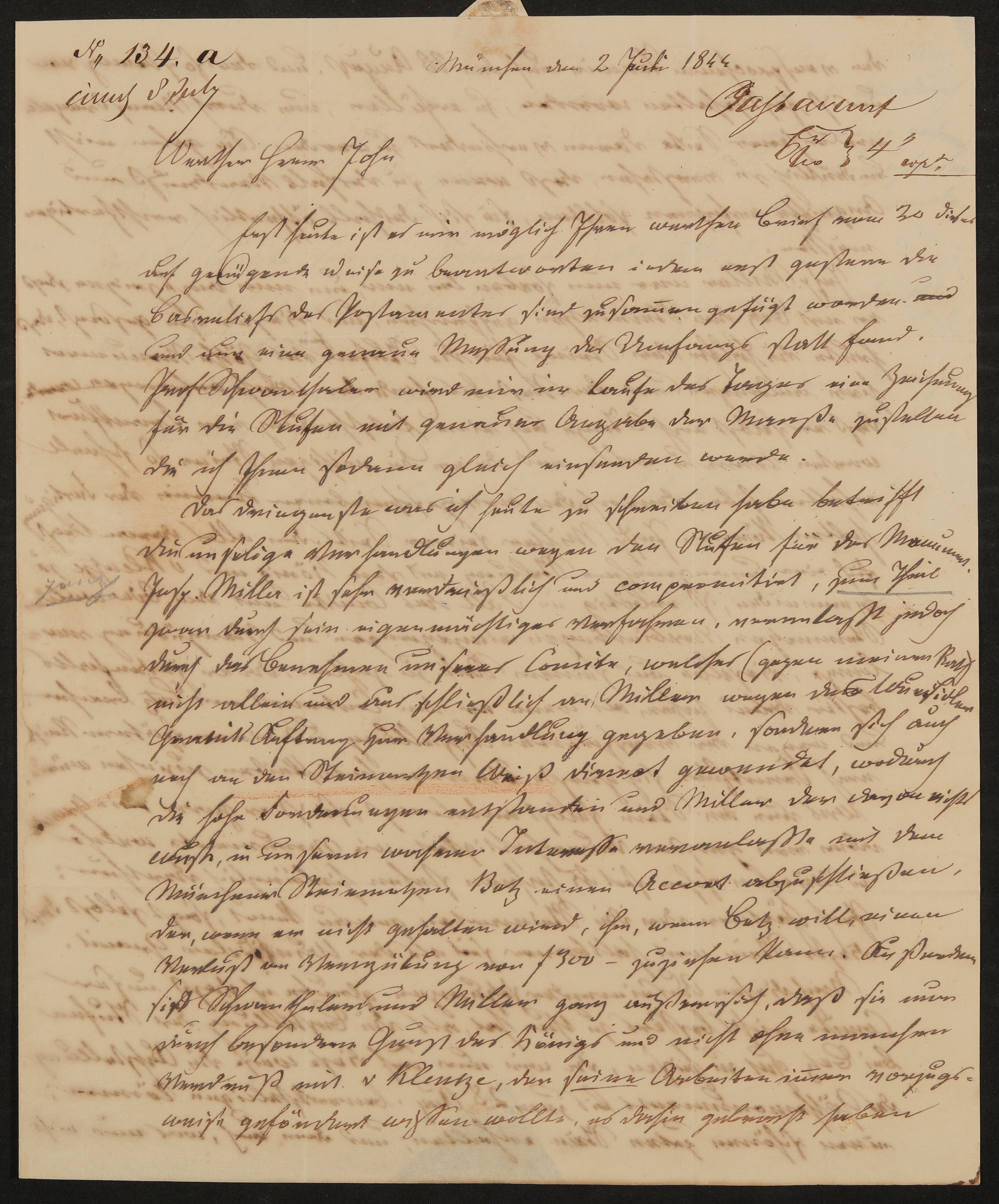 Brief von Johann David Passavant an Friedrich John vom 02.07.1844 (Freies Deutsches Hochstift / Frankfurter Goethe-Museum Public Domain Mark)