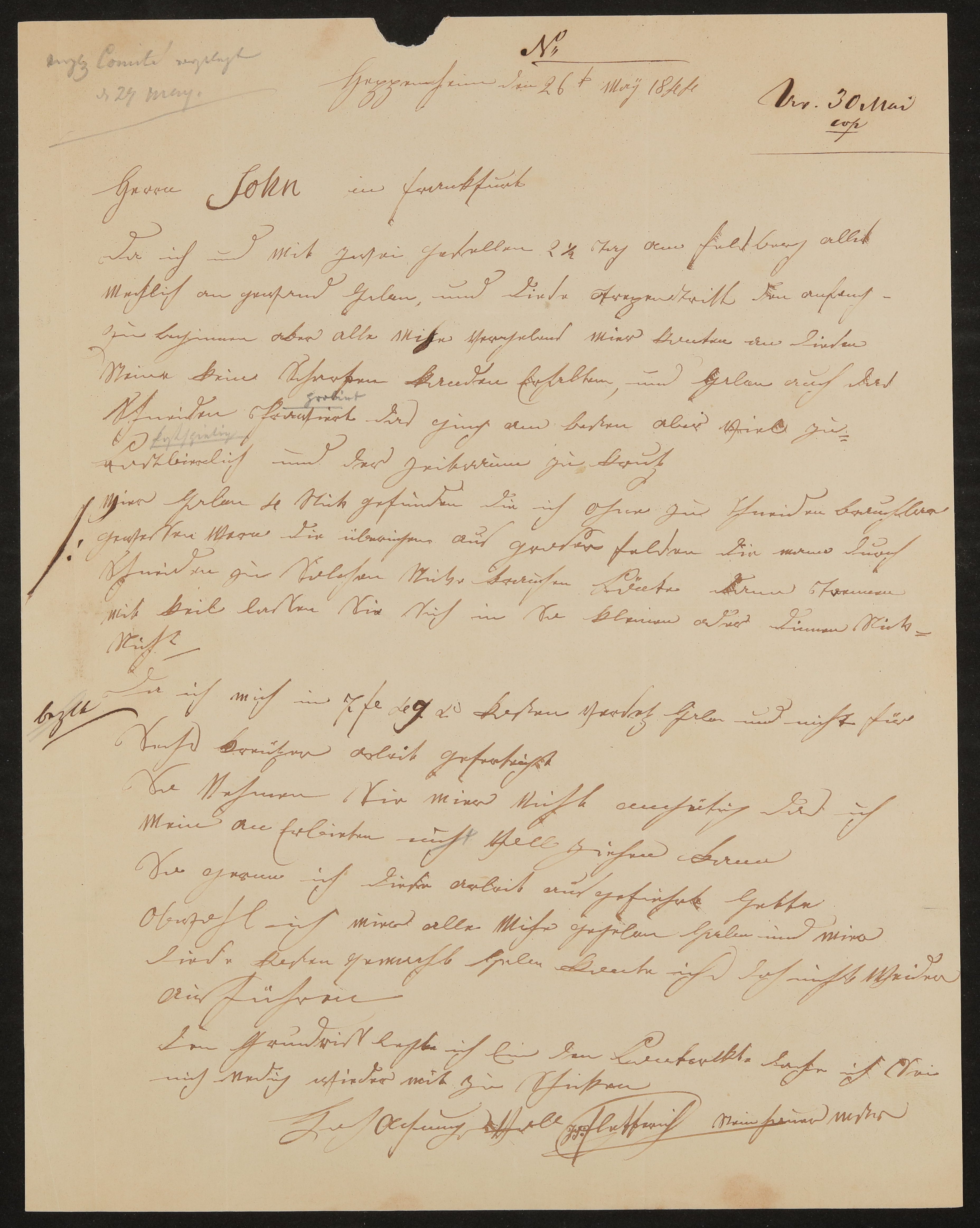 Brief von Ignatz Fletterich an Friedrich John vom 26.05.1844 (Freies Deutsches Hochstift / Frankfurter Goethe-Museum Public Domain Mark)