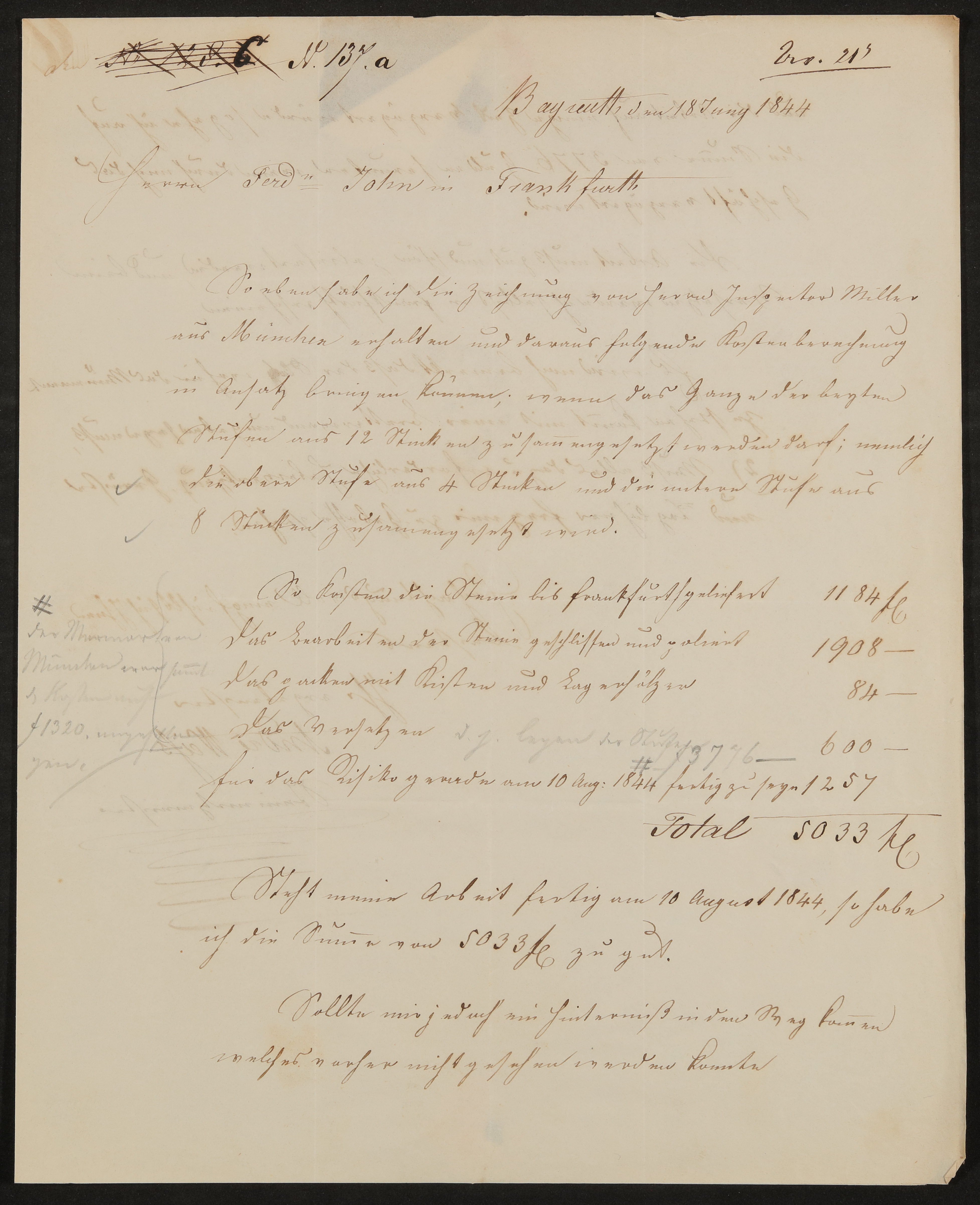 Brief von Andreas Weiß an Friedrich John vom 18.06.1844 (Freies Deutsches Hochstift / Frankfurter Goethe-Museum Public Domain Mark)