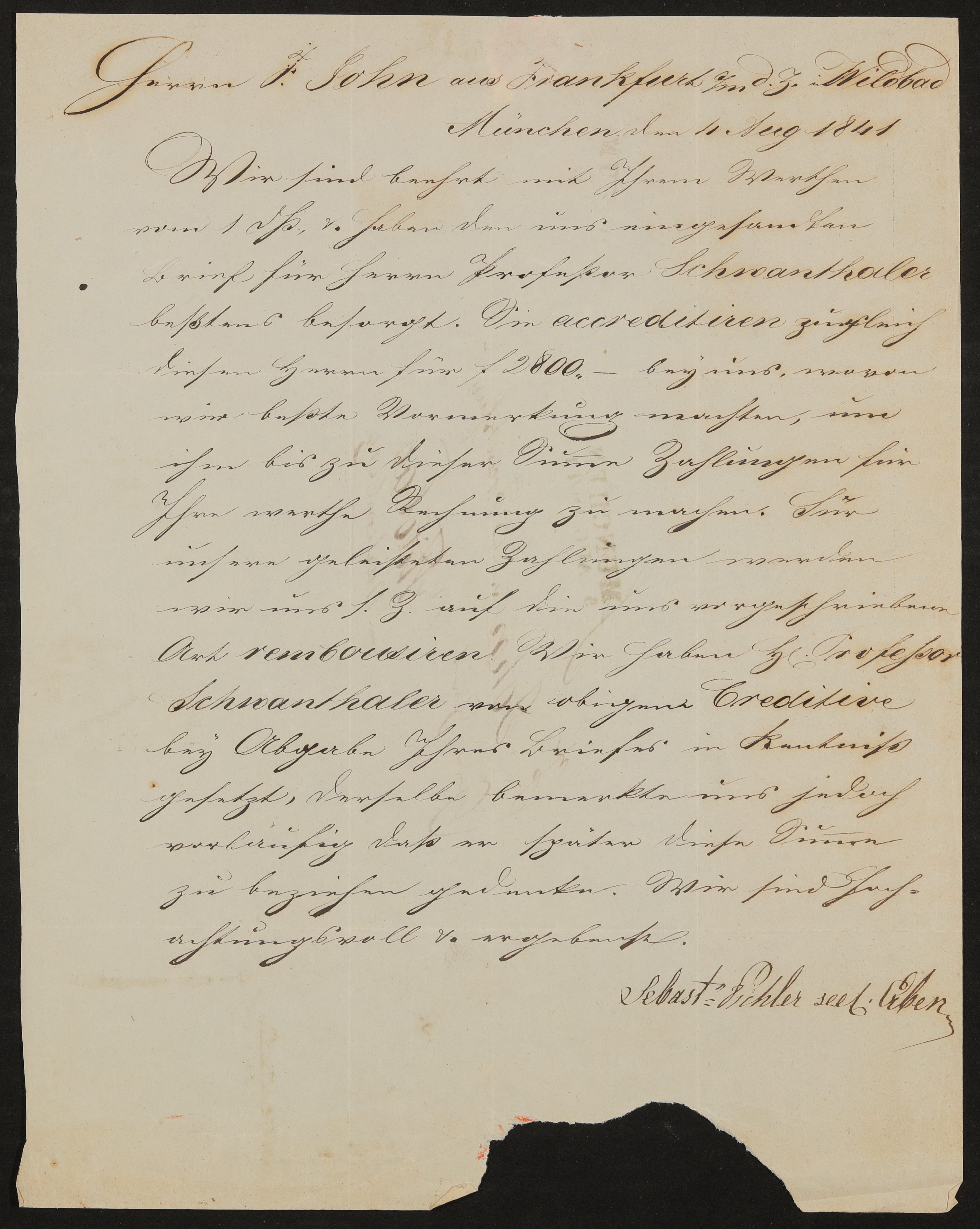 Brief von Seb. Pichlers sel. Erben an Friedrich John vom 04.08.1841 (Freies Deutsches Hochstift / Frankfurter Goethe-Museum Public Domain Mark)