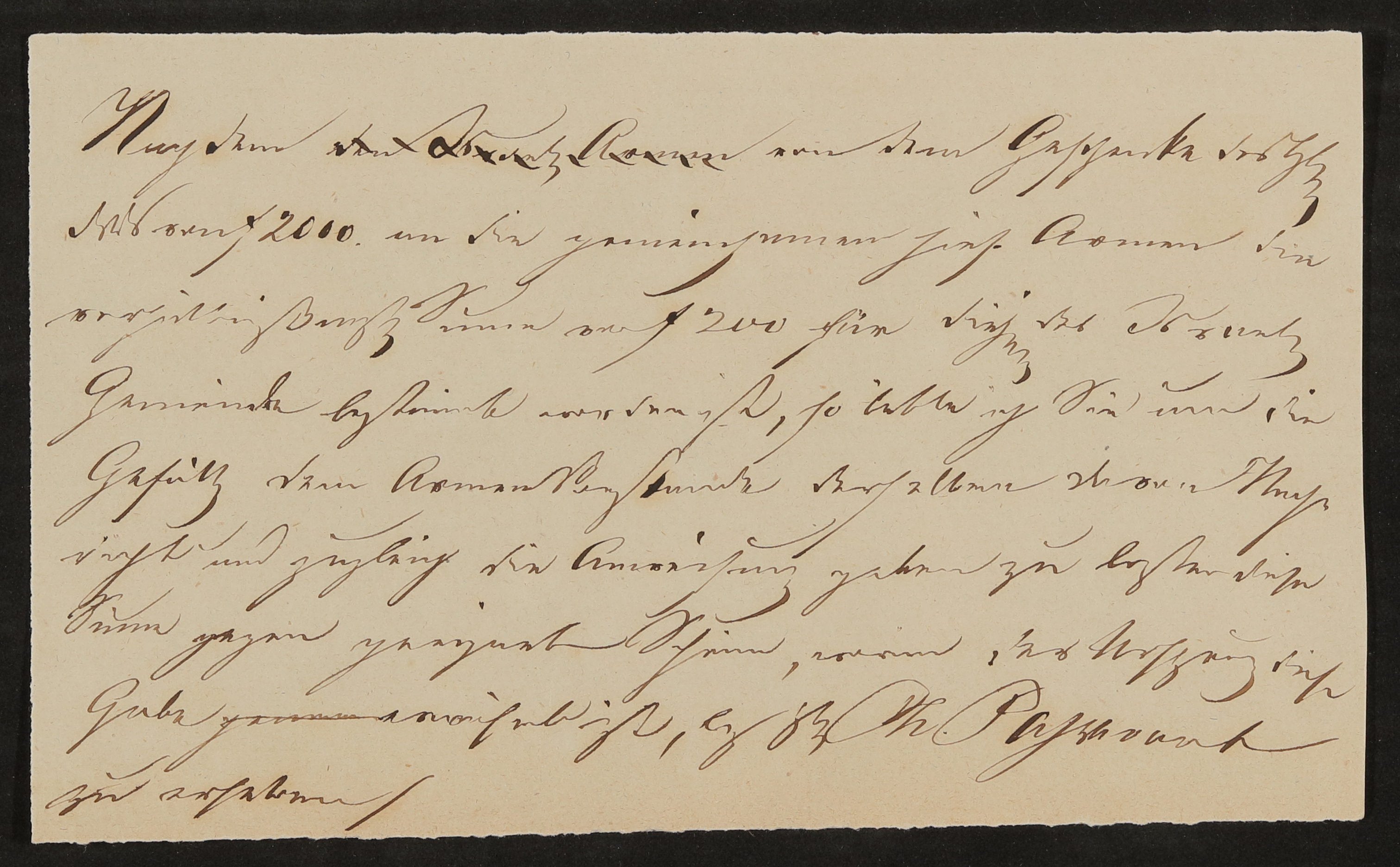 Notiz von der Hand Friedrich Johns (?) zu finanziellen Fragen (Freies Deutsches Hochstift / Frankfurter Goethe-Museum Public Domain Mark)