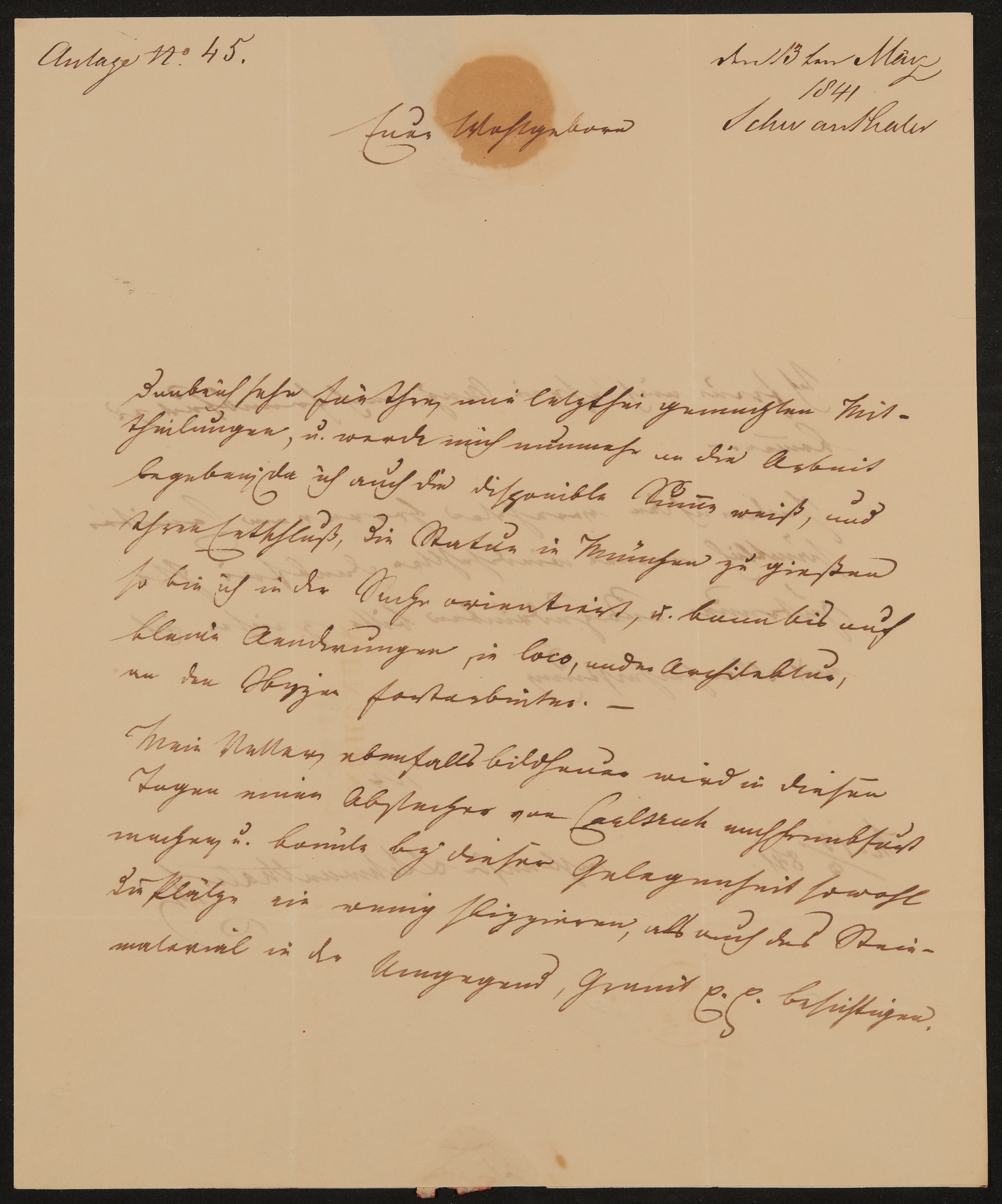 Brief von Ludwig Schwanthaler an Friedrich John vom 13.03.1841 (Freies Deutsches Hochstift / Frankfurter Goethe-Museum Public Domain Mark)