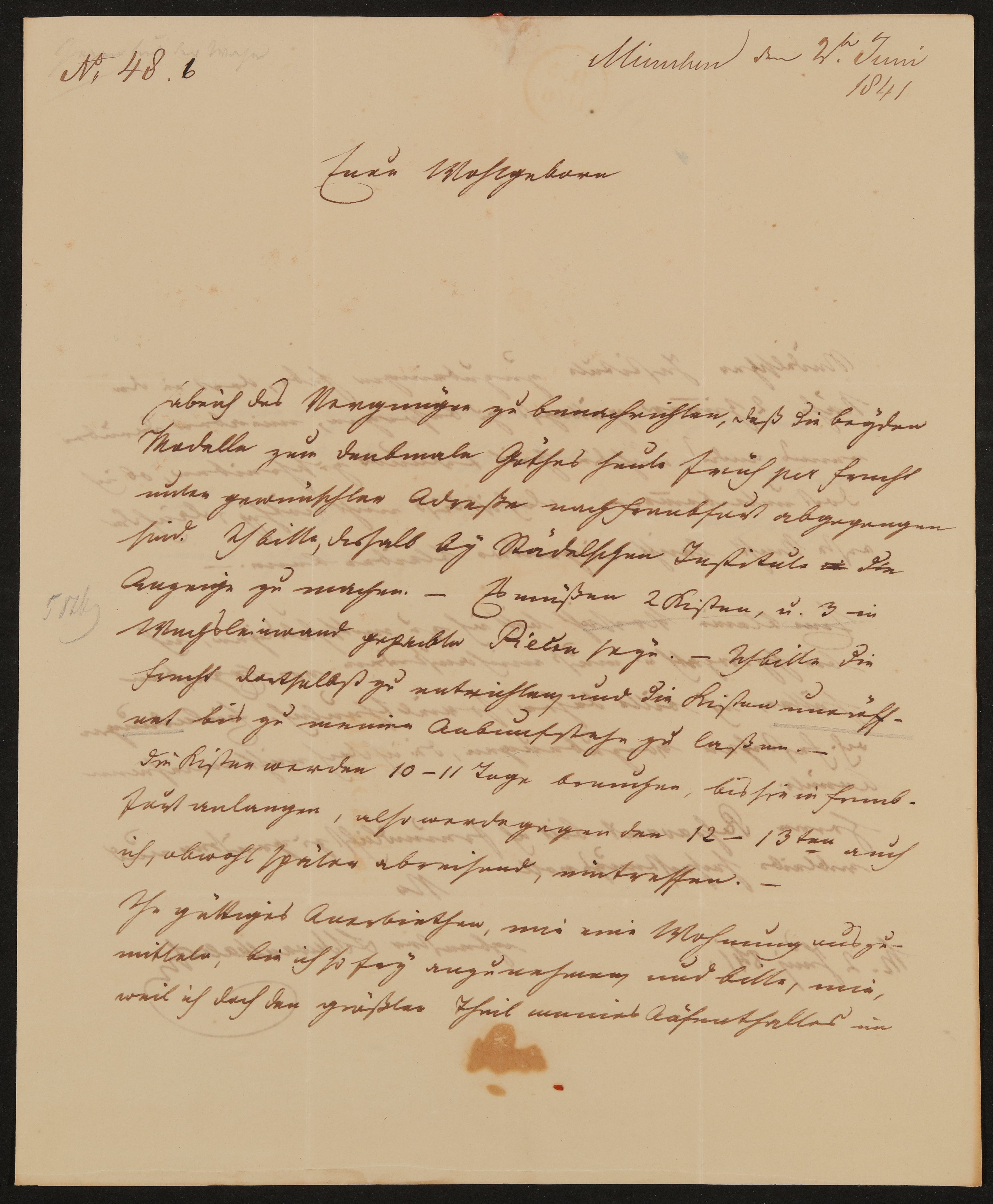 Brief von Ludwig Schwanthaler an Friedrich John vom 02.06.1841 (Freies Deutsches Hochstift / Frankfurter Goethe-Museum Public Domain Mark)