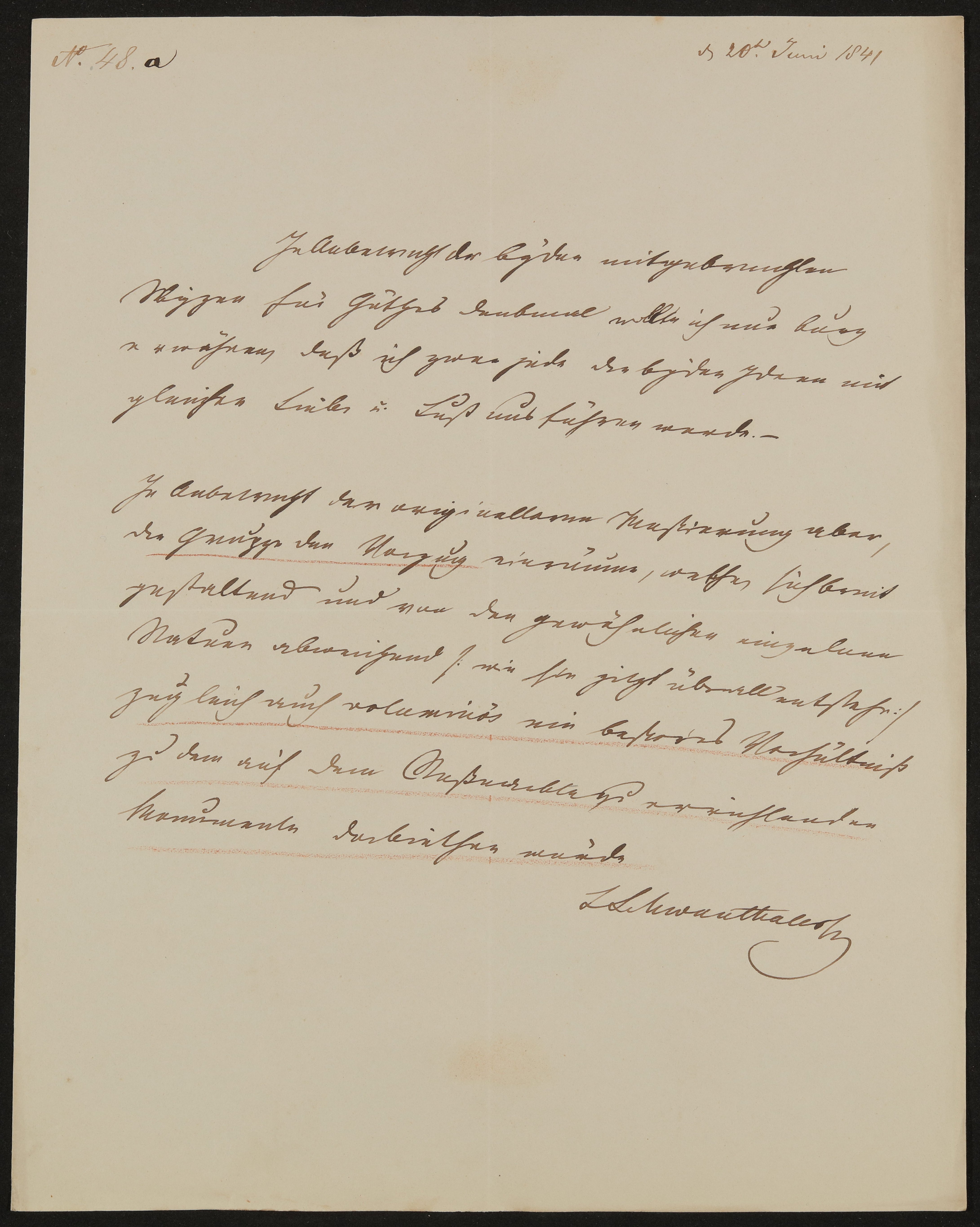 Brief von Ludwig Schwanthaler an das Comité für die Errichtung des Goethe'schen Denkmals von Schwanthaler vom 20.06.1841 (Freies Deutsches Hochstift / Frankfurter Goethe-Museum Public Domain Mark)
