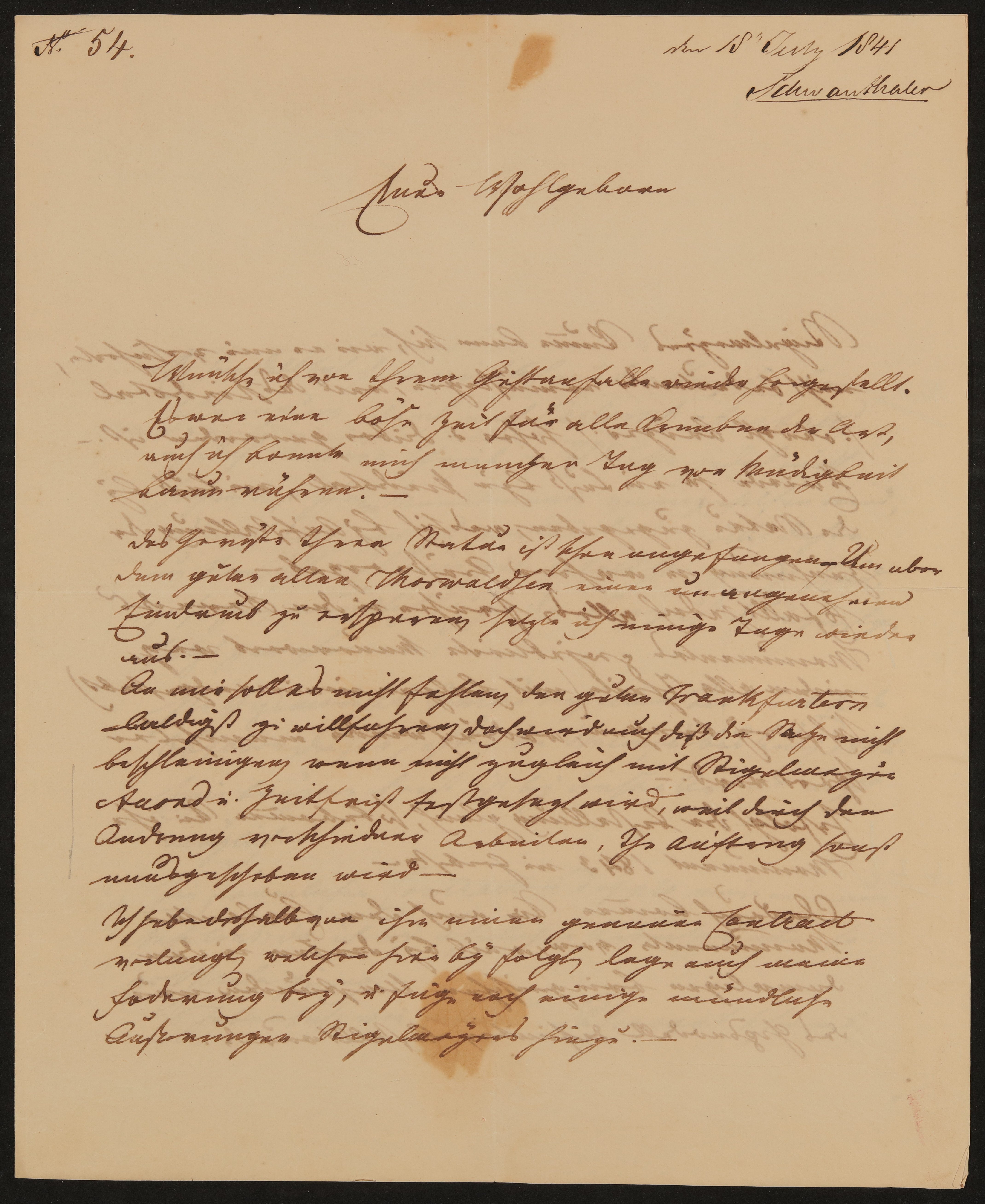 Brief von Ludwig Schwanthaler an Friedrich John vom 18.07.1841 (Freies Deutsches Hochstift / Frankfurter Goethe-Museum Public Domain Mark)