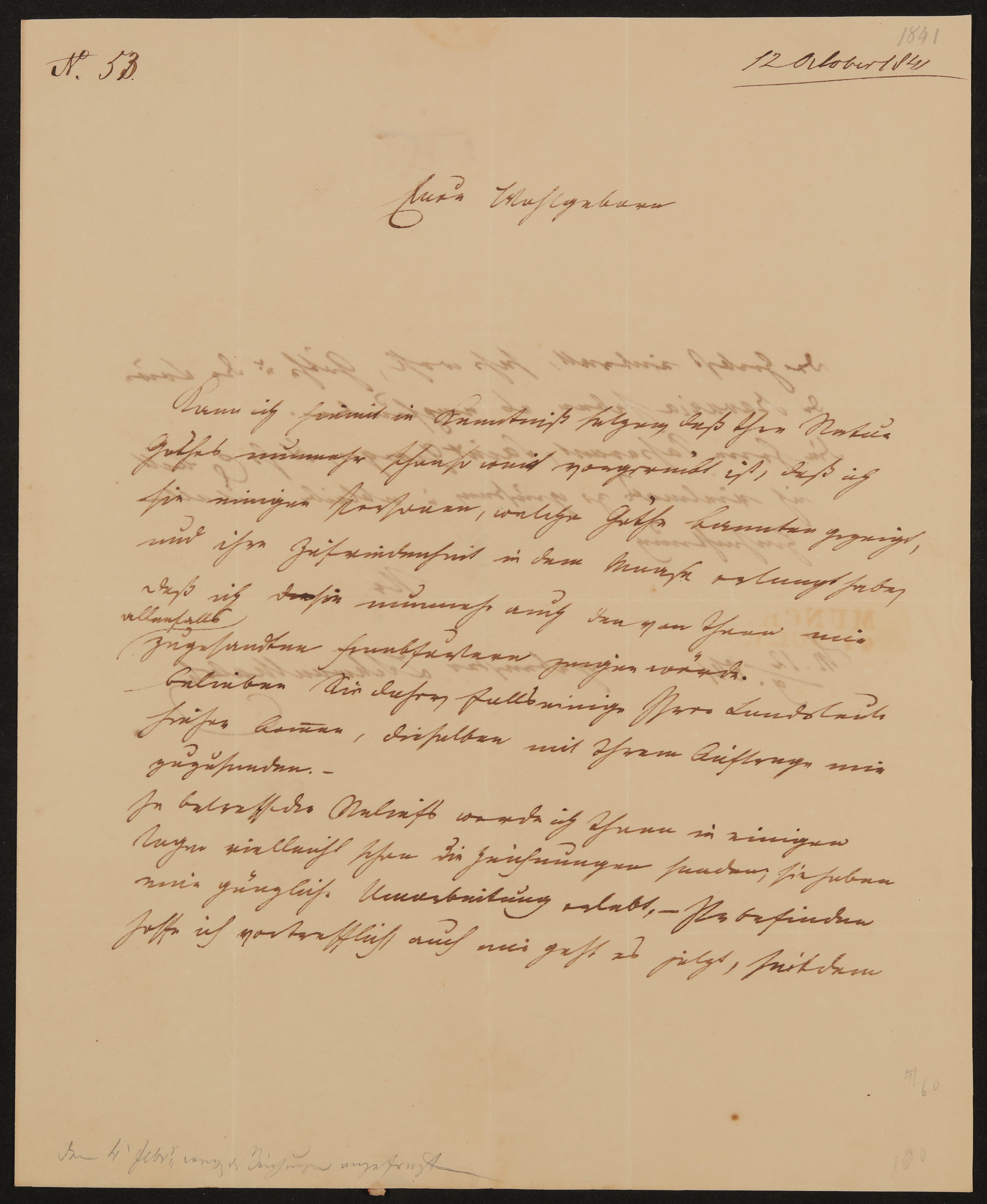 Brief von Ludwigt Schwanthaler an Friedrich John vom 12.10.1841 (Freies Deutsches Hochstift / Frankfurter Goethe-Museum Public Domain Mark)