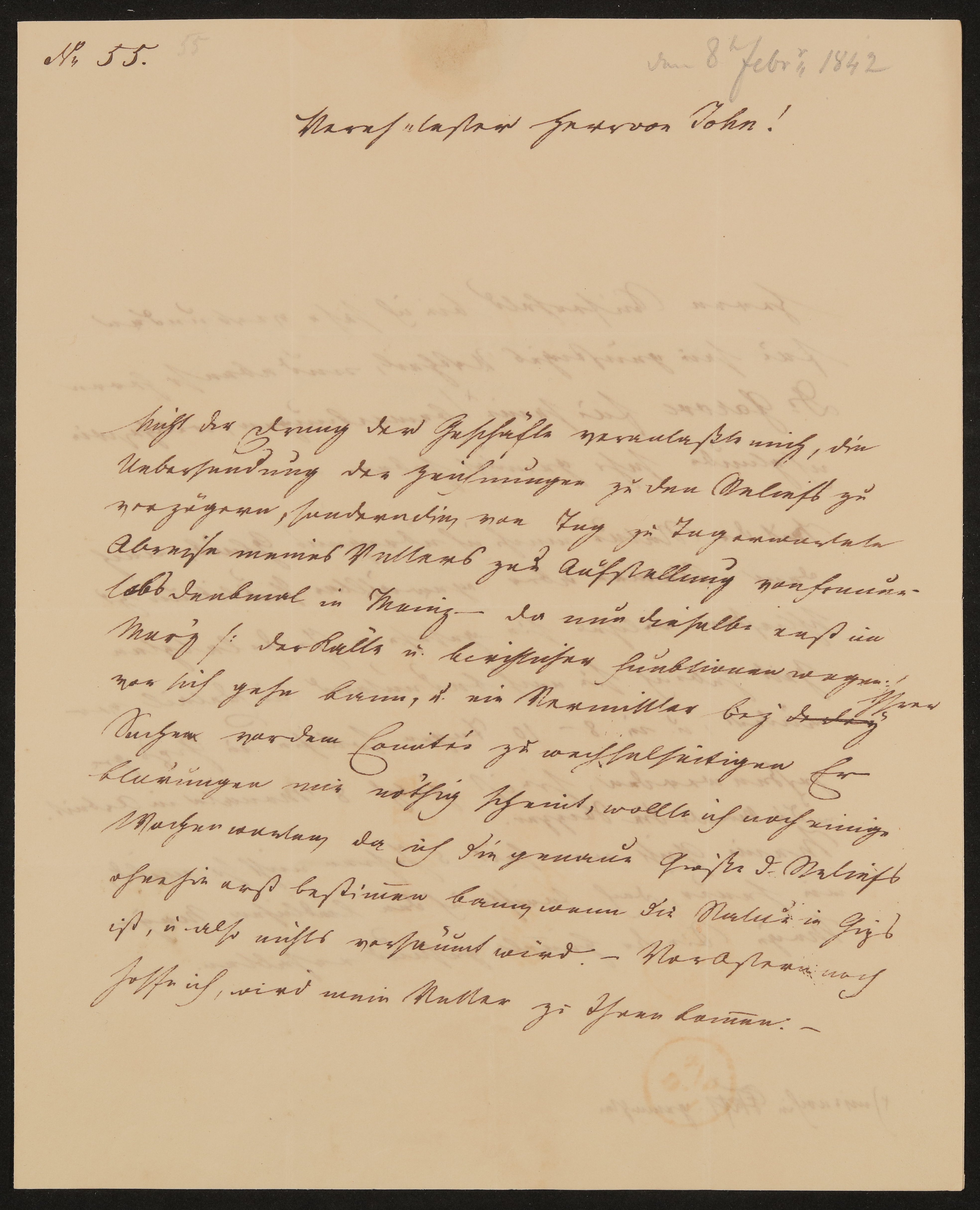 Brief von Ludwig Schwanthaler an Friedrich John vom 08.02.1842 (Freies Deutsches Hochstift / Frankfurter Goethe-Museum Public Domain Mark)