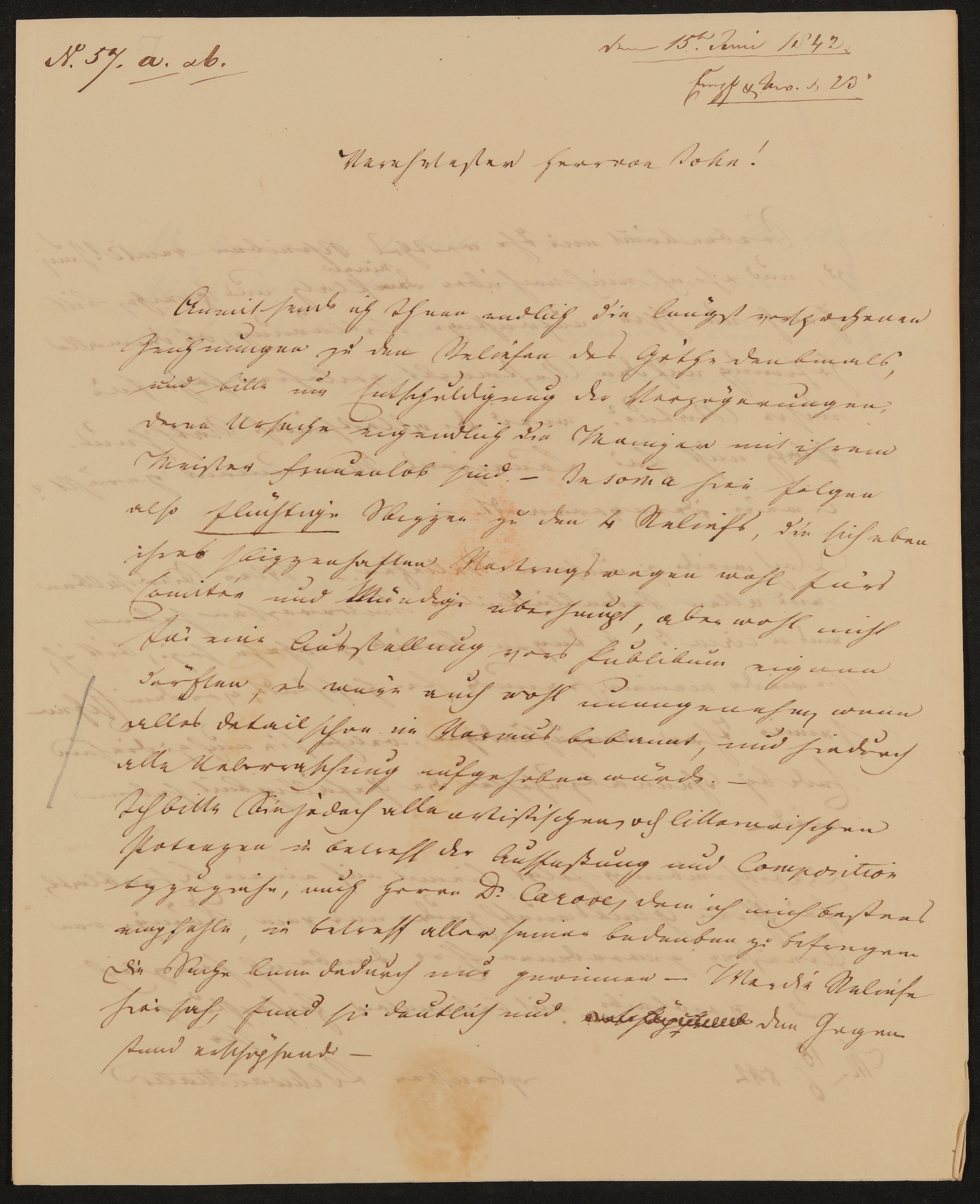 Brief von Ludwig Schwanthaler an Friedrich John vom 15.06.1842 (Freies Deutsches Hochstift / Frankfurter Goethe-Museum Public Domain Mark)