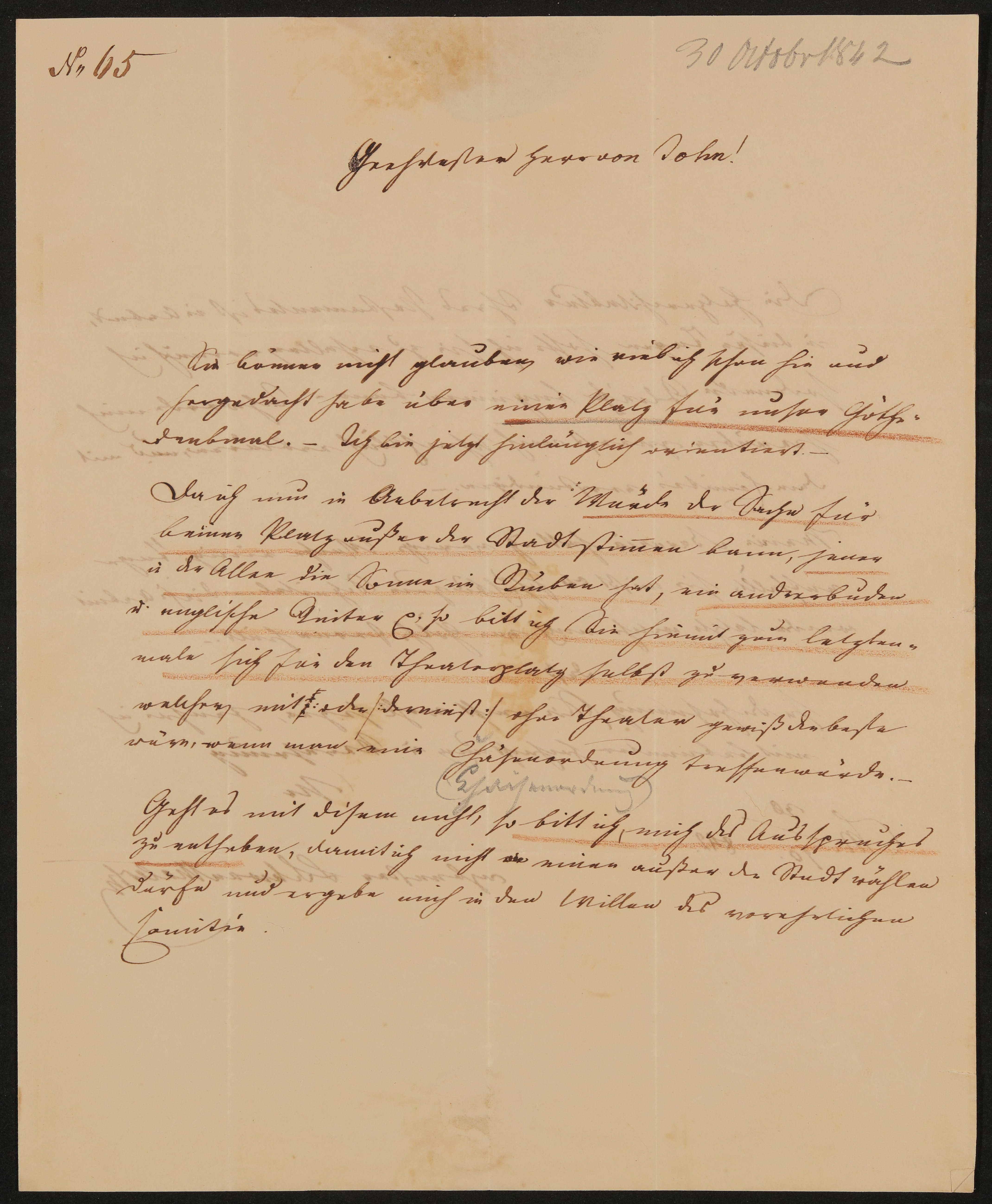 Brief von Ludwig Schwanthaler an Friedrich John vom 30.10.1842 (Freies Deutsches Hochstift / Frankfurter Goethe-Museum Public Domain Mark)