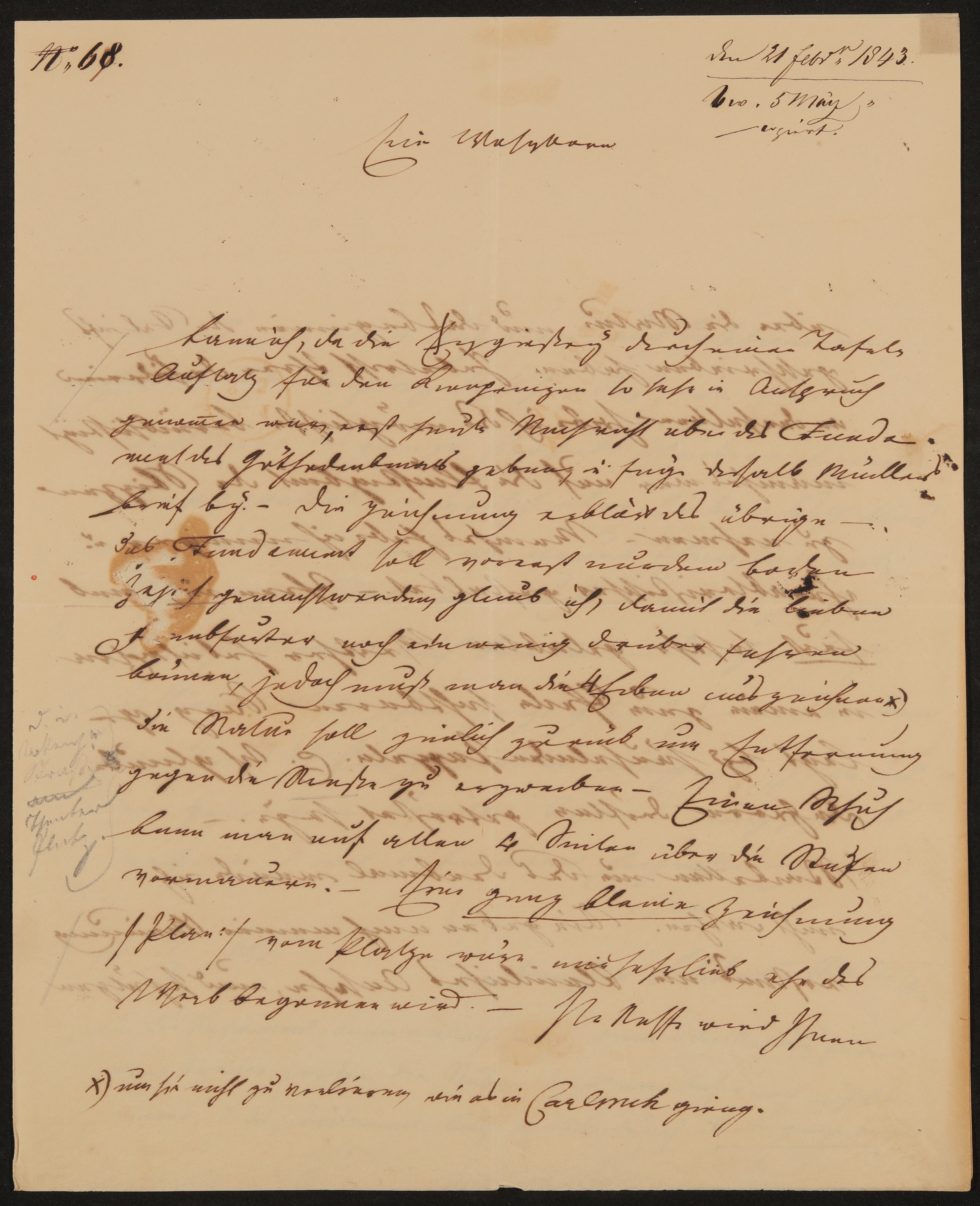 Brief von Ludwig Schwanthaler an Friedrich John vom 21.02.1843 (Freies Deutsches Hochstift / Frankfurter Goethe-Museum Public Domain Mark)