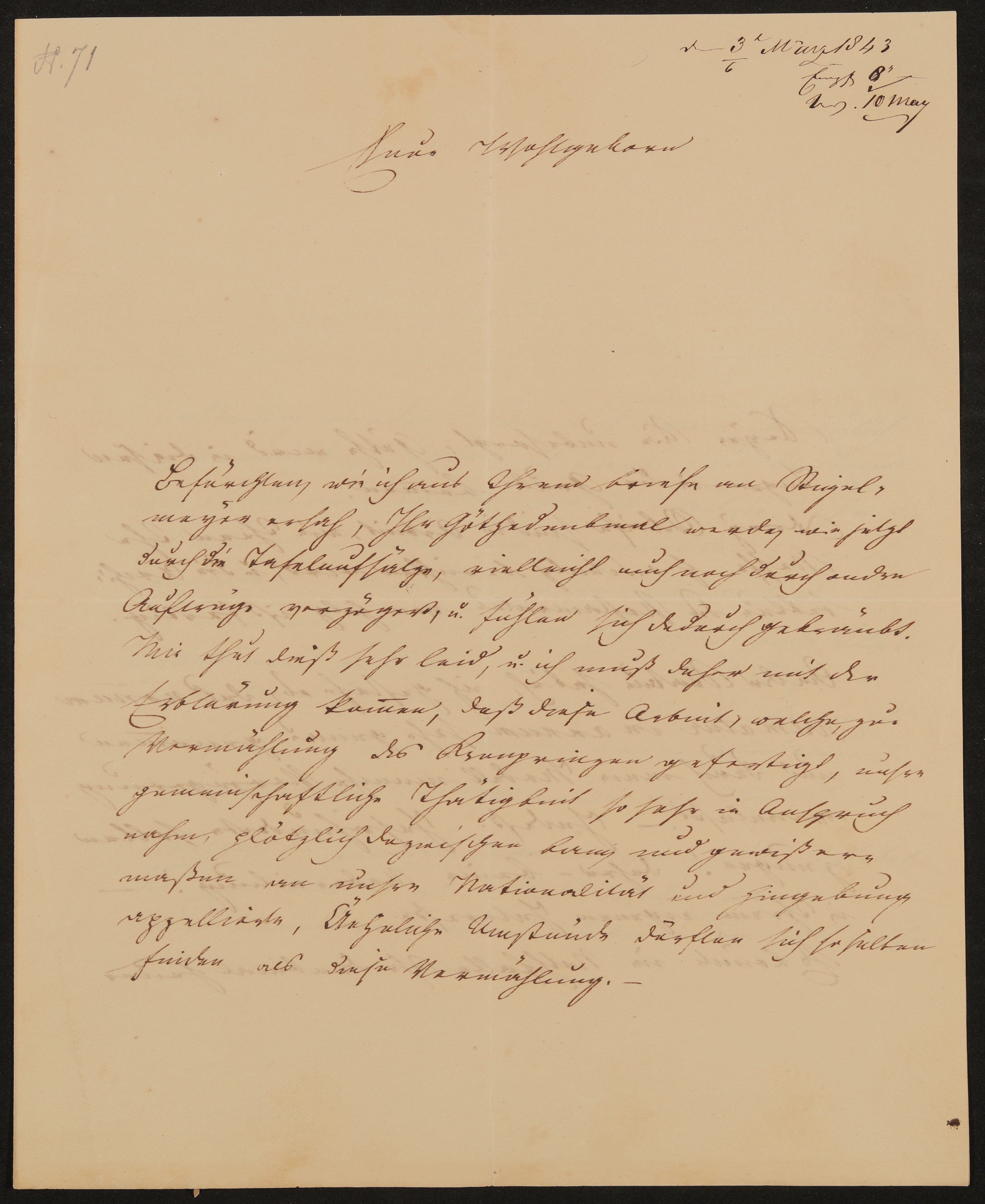 Brief von Ludwig Schwanthaler an Friedrich John vom 04.03.1843 (Freies Deutsches Hochstift / Frankfurter Goethe-Museum Public Domain Mark)