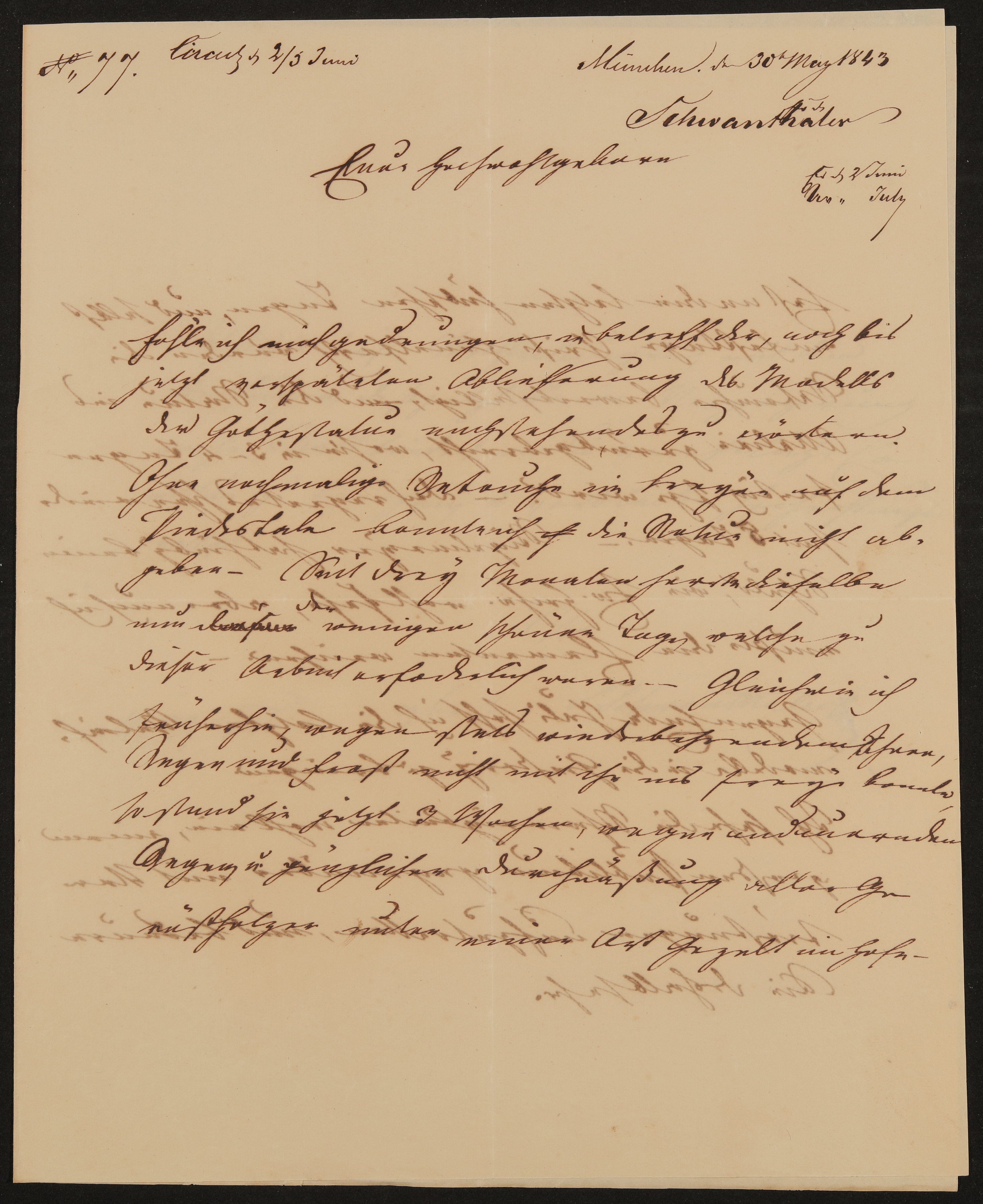 Brief von Ludwig Schwanthaler an Friedrich John vom 30.05.1843 (Freies Deutsches Hochstift / Frankfurter Goethe-Museum Public Domain Mark)