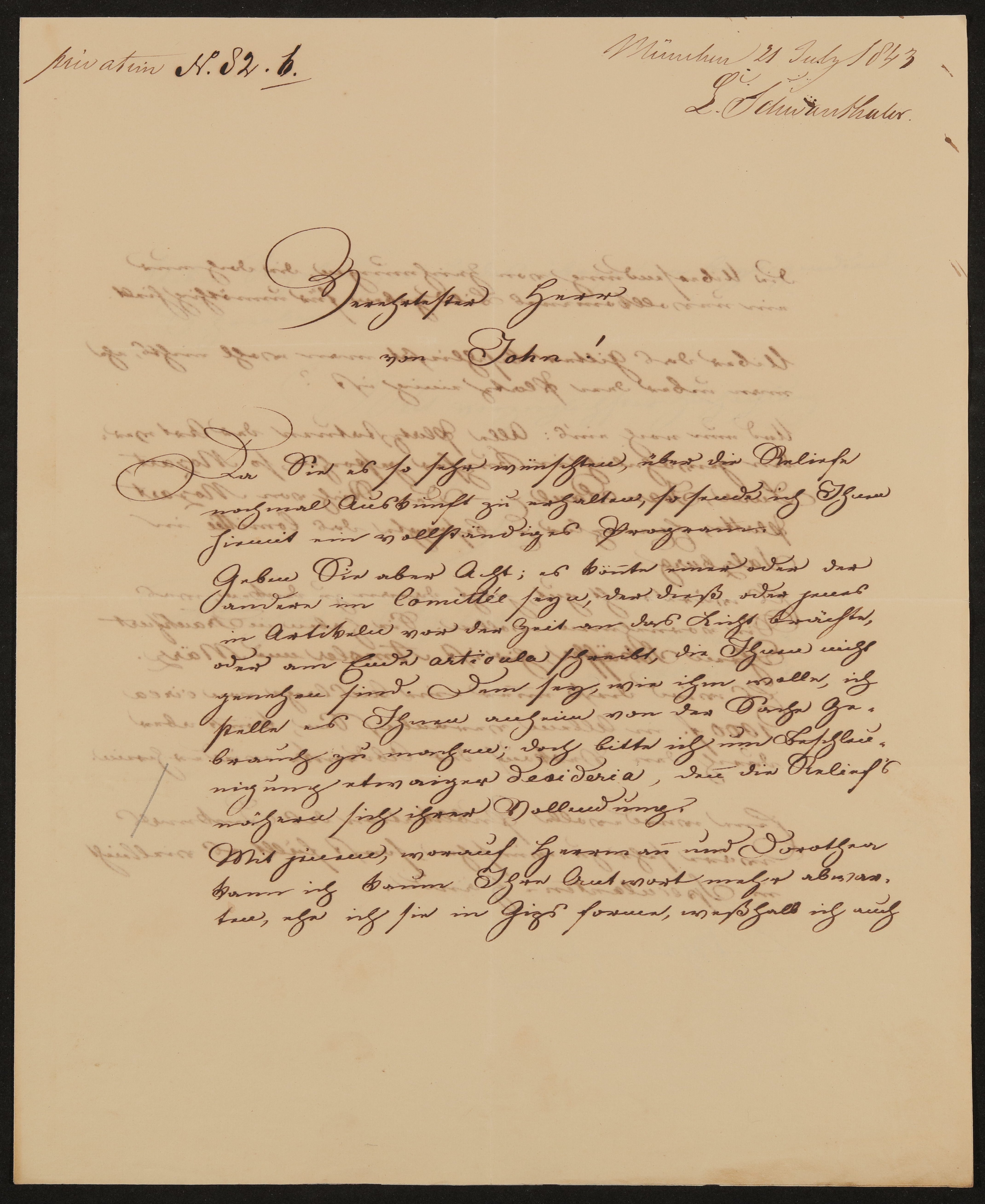 Brief von Ludwig Schwanthaler an Friedrich John vom 21.07.1843 (Freies Deutsches Hochstift / Frankfurter Goethe-Museum Public Domain Mark)
