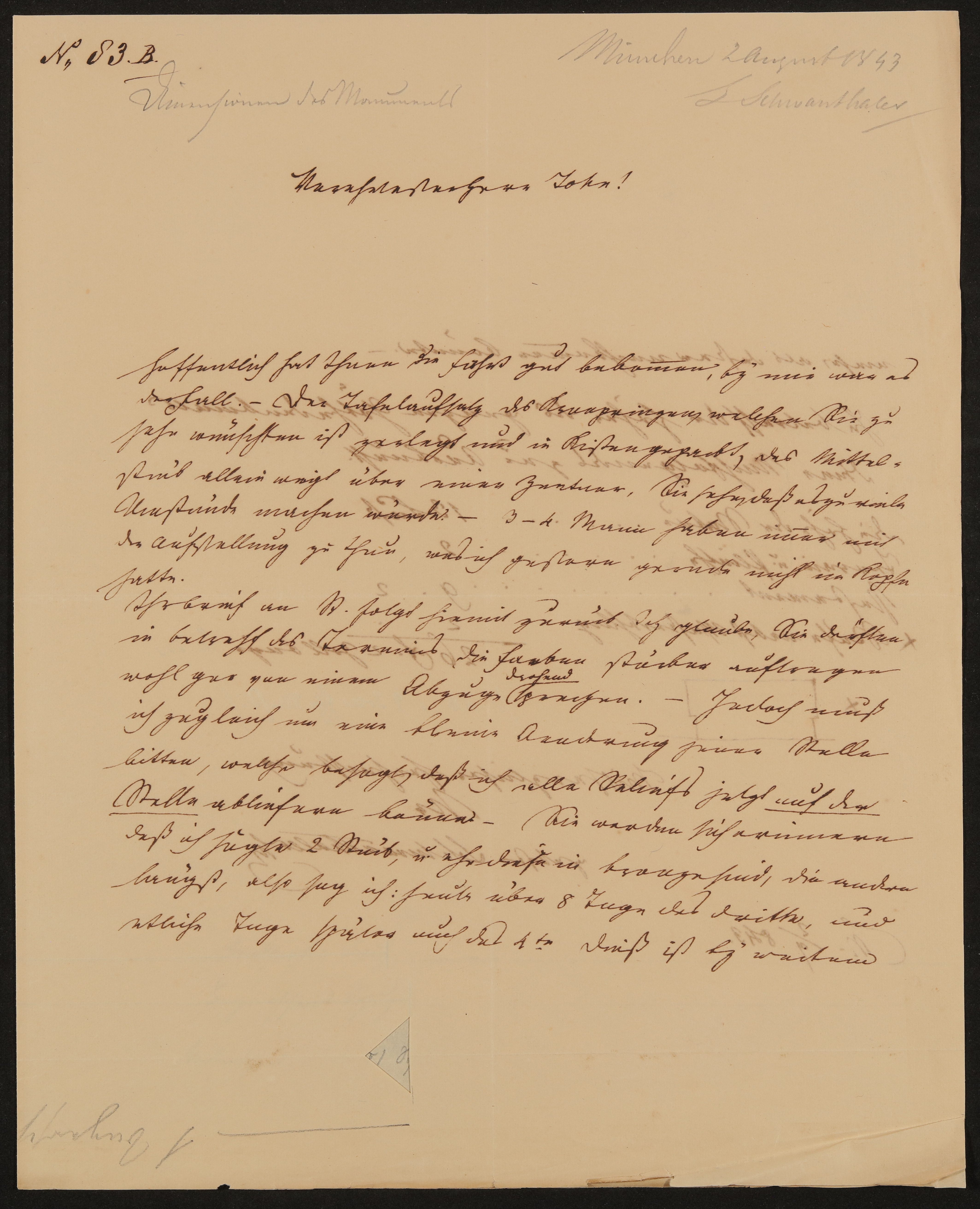 Brief von Ludwig Schwanthaler an Friedrich John vom 02.09.1843 (Freies Deutsches Hochstift / Frankfurter Goethe-Museum Public Domain Mark)