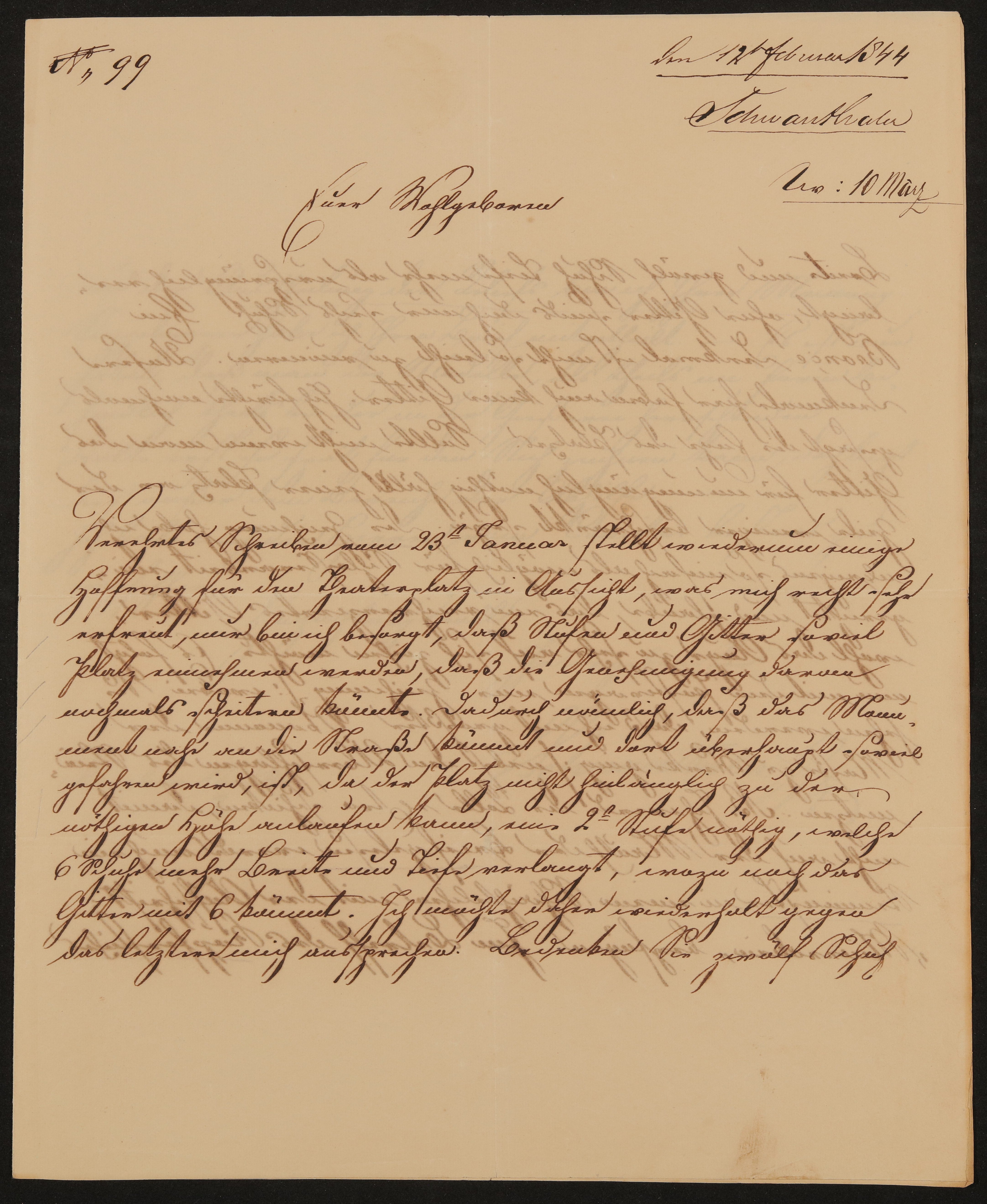 Brief von Ludwig Schwanthaler an Friedrich John vom 12.02.1844 (Freies Deutsches Hochstift / Frankfurter Goethe-Museum Public Domain Mark)