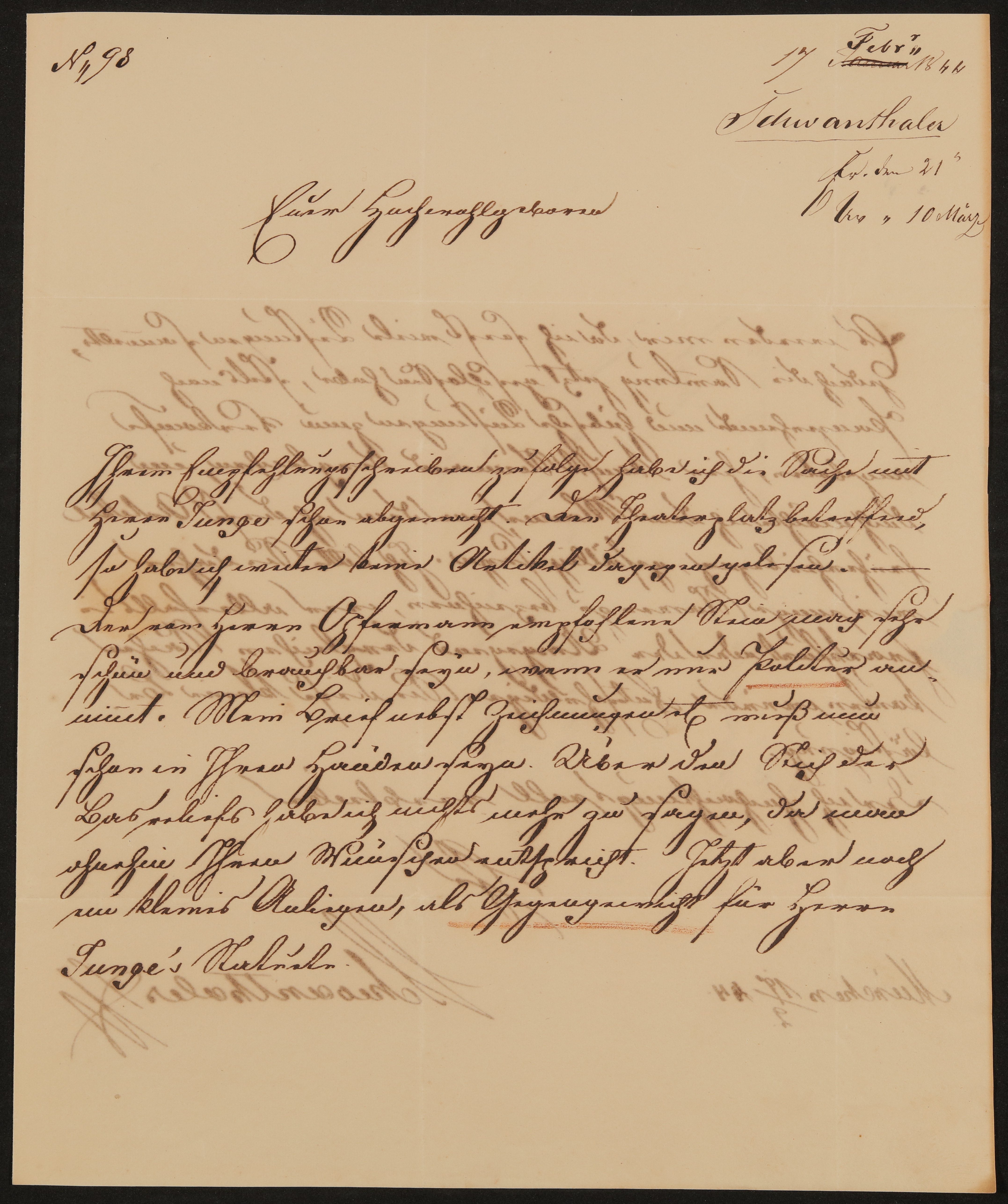 Brief von Ludwig Schwanthaler an Friedrich John vom 17.02.1844 (Freies Deutsches Hochstift / Frankfurter Goethe-Museum Public Domain Mark)