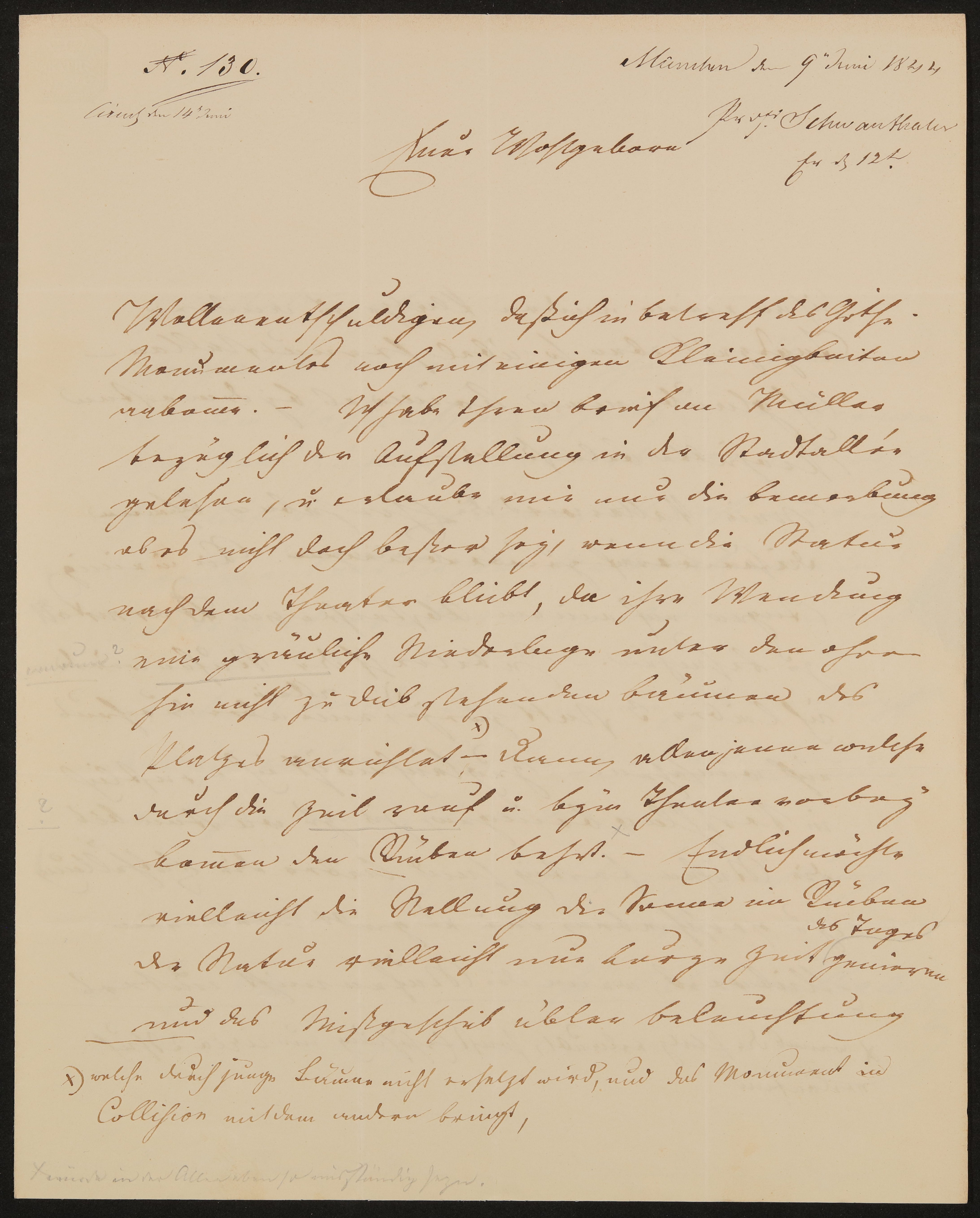 Brief von Ludwig Schwanthaler an Friedrich John vom 09.06.1844 (Freies Deutsches Hochstift / Frankfurter Goethe-Museum Public Domain Mark)