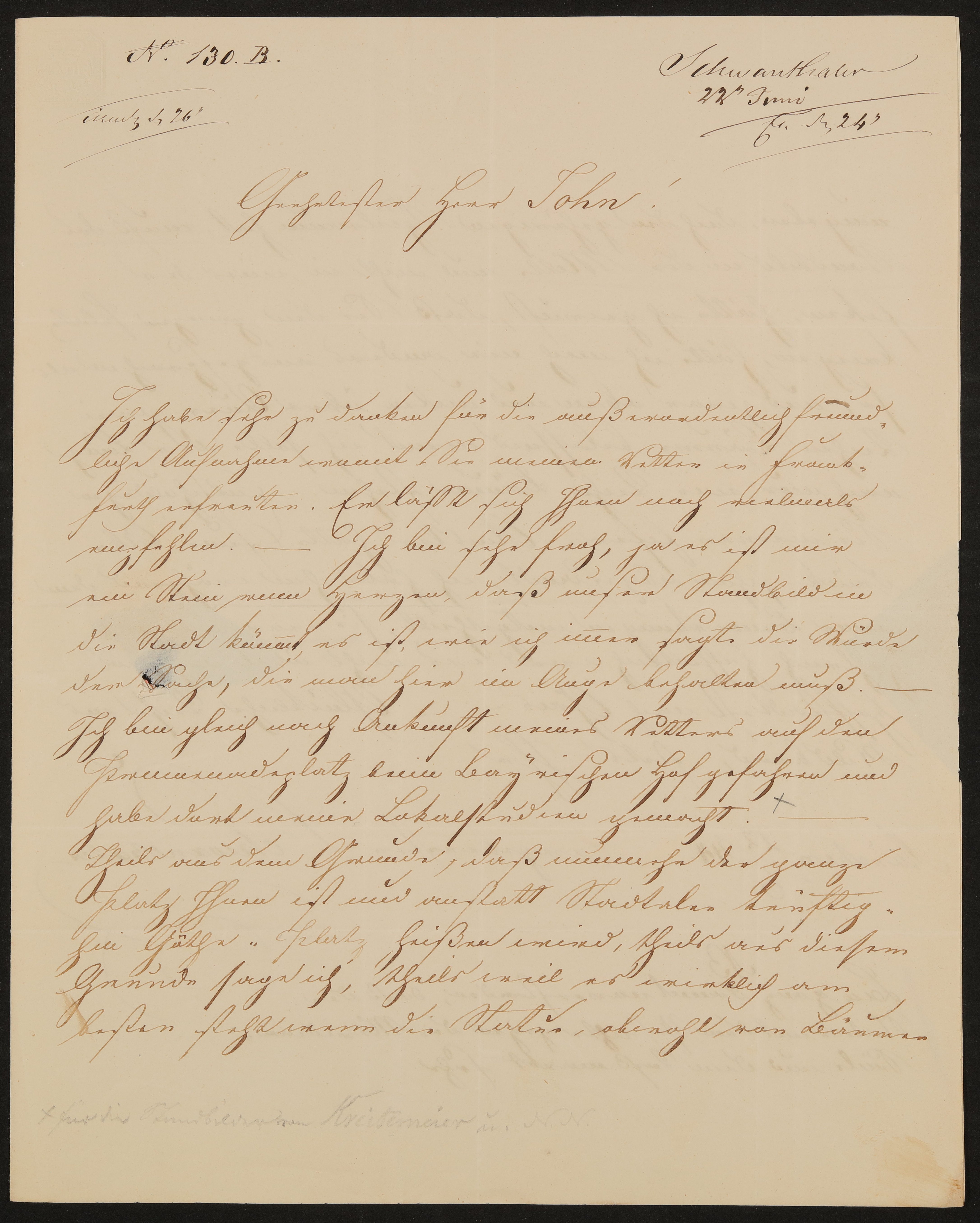 Brief von Ludwig Schwanthaler an Friedrich John vom 22.06.1844 (Freies Deutsches Hochstift / Frankfurter Goethe-Museum Public Domain Mark)