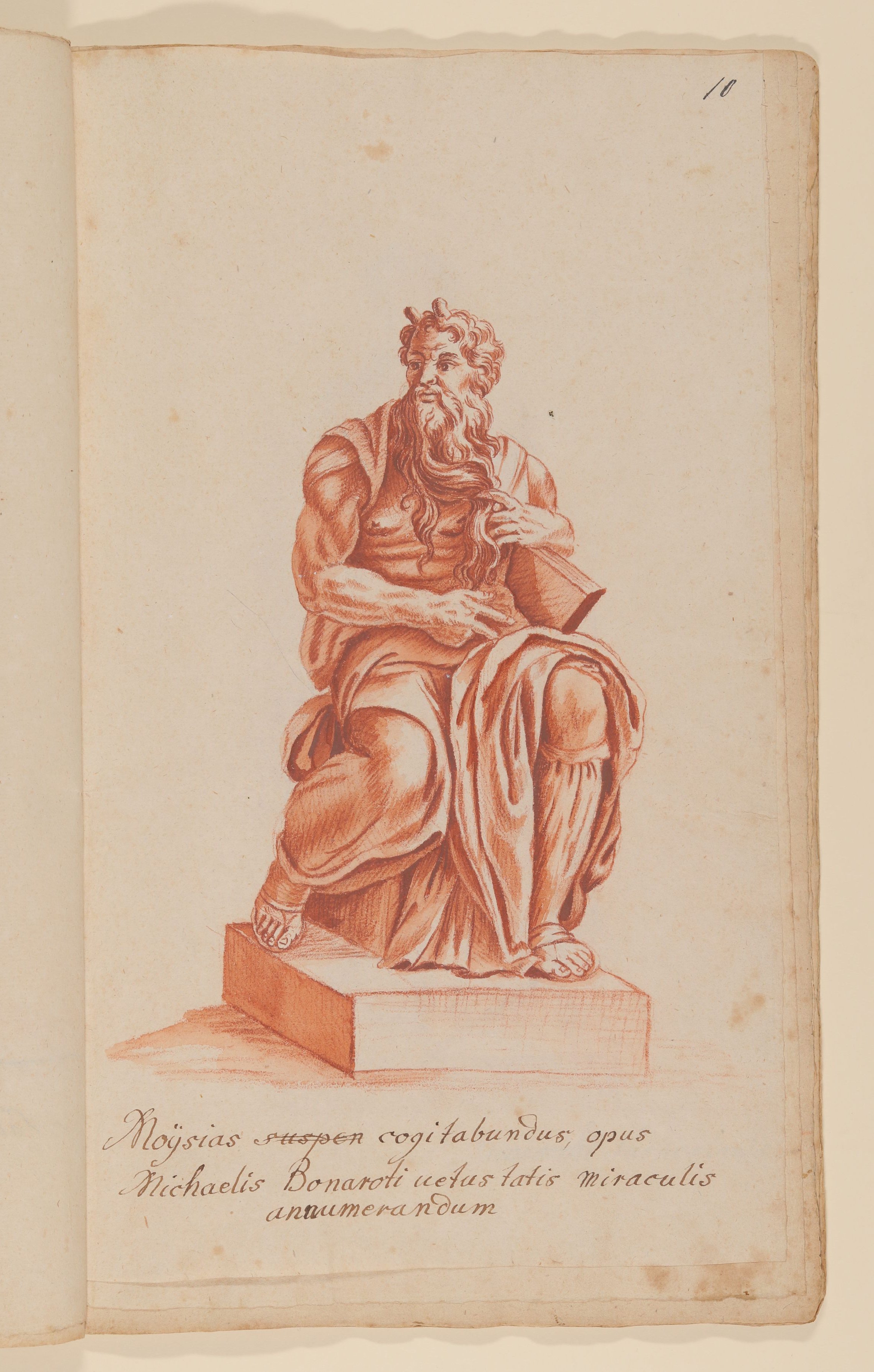 Michelangelos Moses [nach Tafel 20 von François Perriers "Icones et Segmenta Nobilium Signorum et Statuarum..." (1638)] (Freies Deutsches Hochstift CC BY-NC-SA)