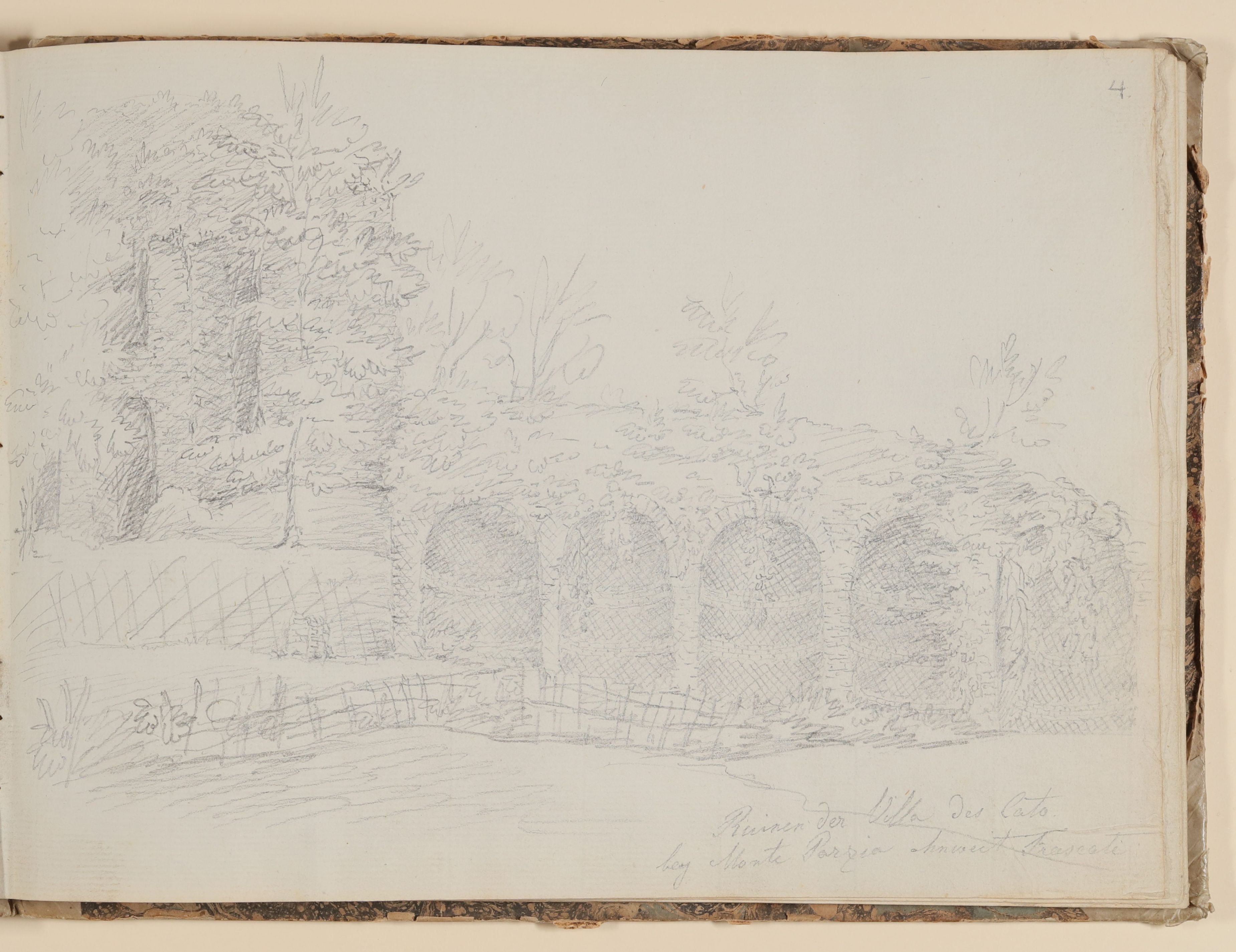 Ruinen der Villa des Cato [aus einem Skizzenbuch der Rosette Städel, Blatt 4] (Freies Deutsches Hochstift CC BY-NC-SA)