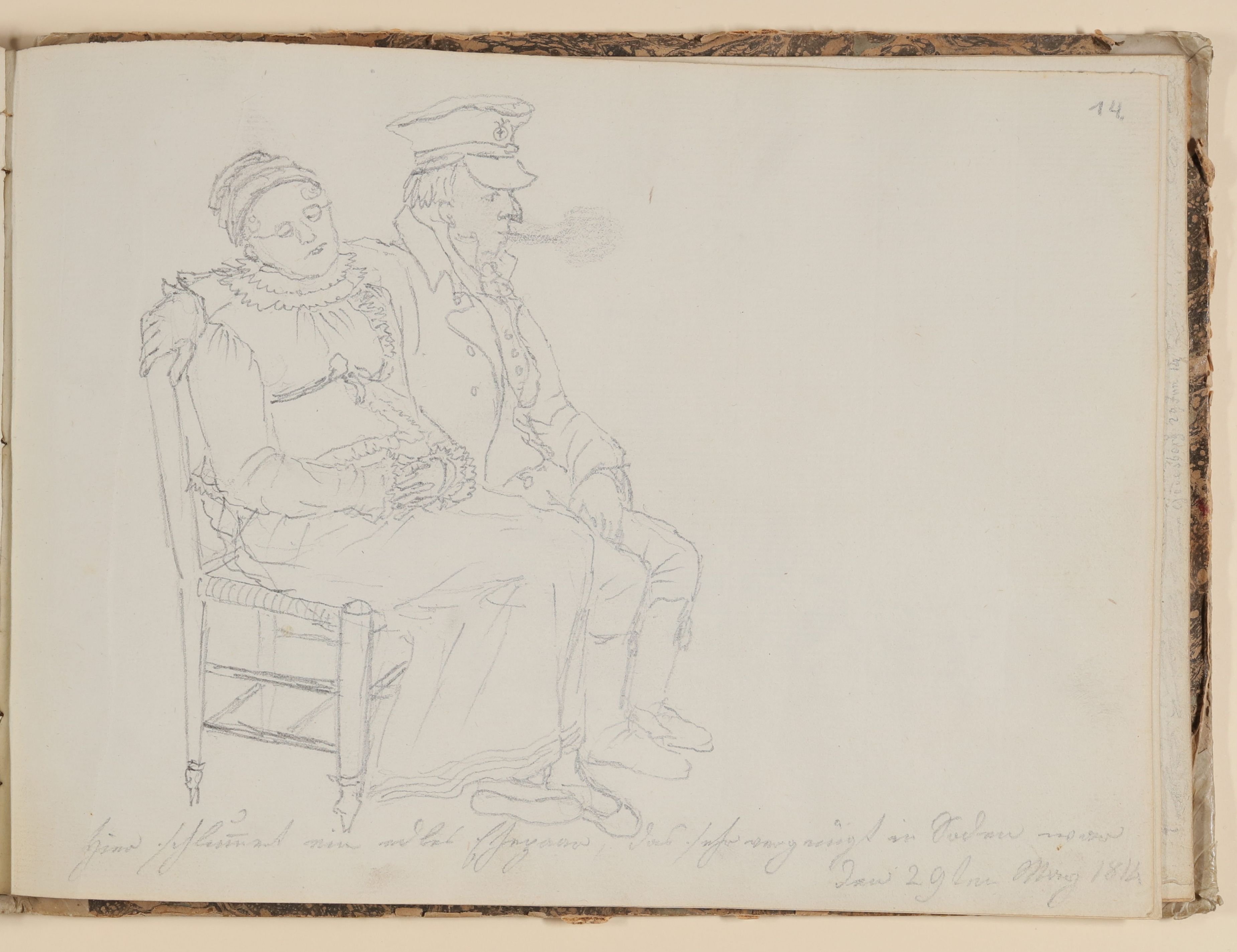 Sitzendes älteres Paar [aus einem Skizzenbuch der Rosette Städel, Blatt 14] (Freies Deutsches Hochstift CC BY-NC-SA)
