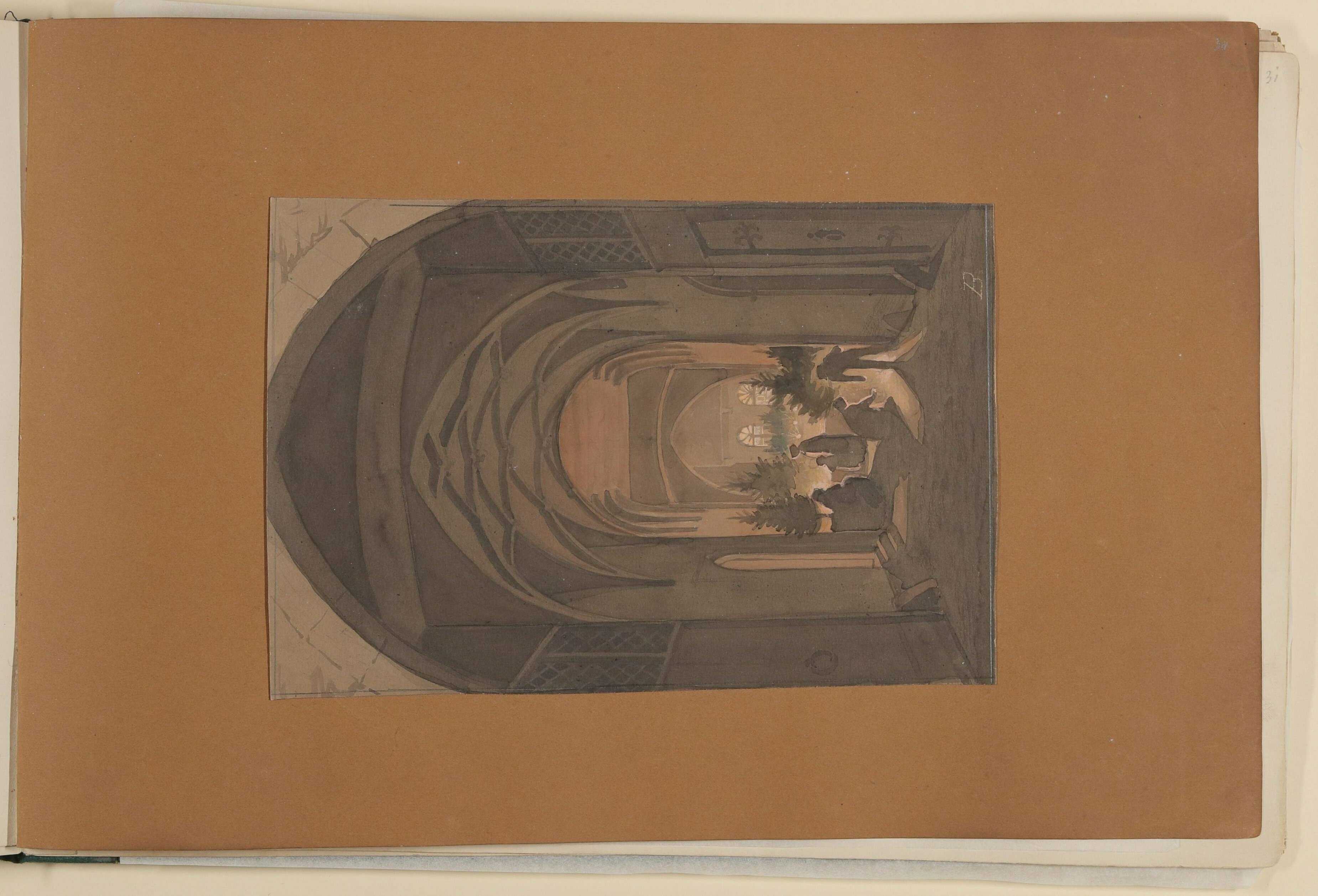 Nächtliche Szene in einem Klostergewölbe [aus einem Album aus dem Besitz der Bettine-Töchter] (Freies Deutsches Hochstift CC BY-NC-SA)