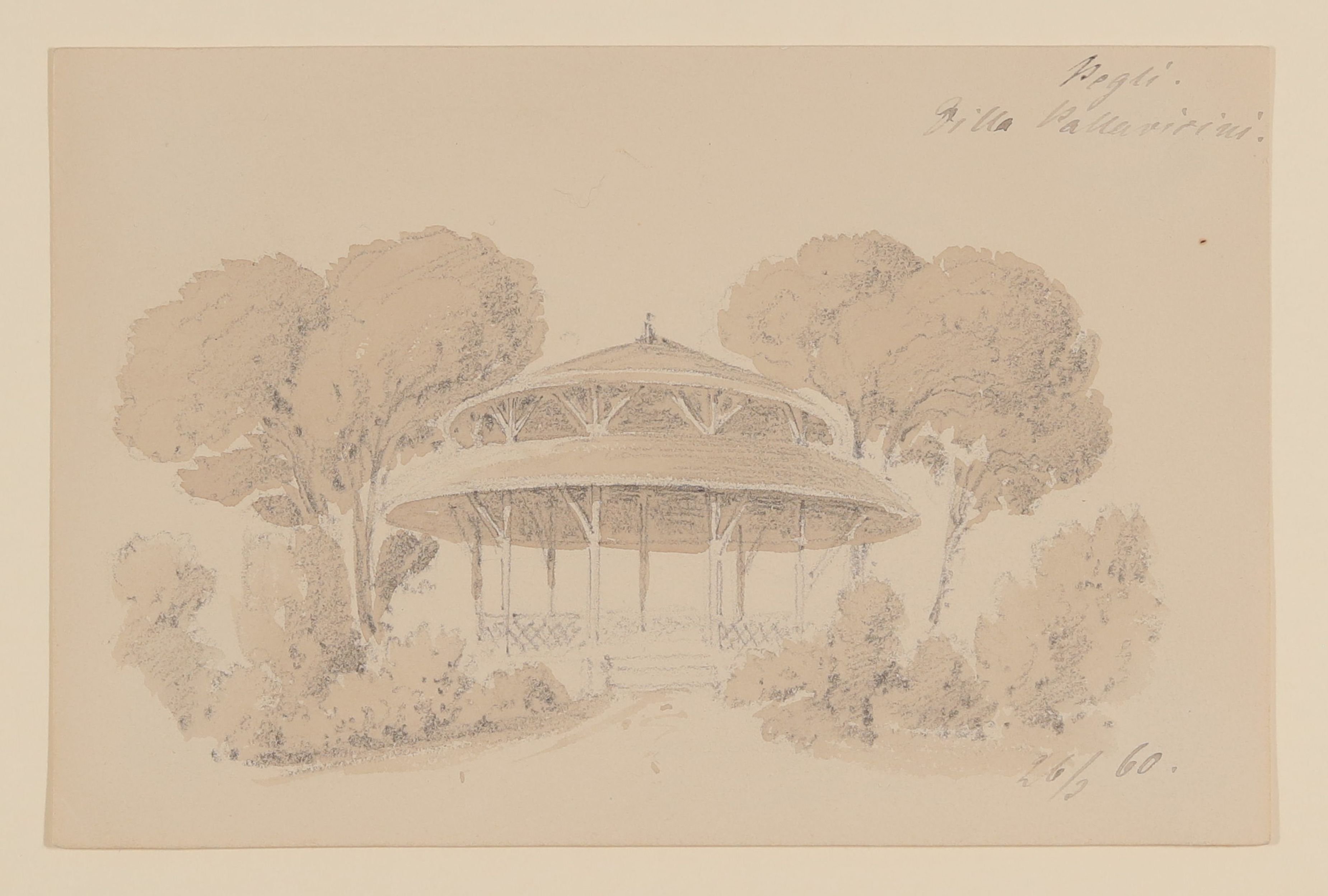 Pavillon im Park der Villa Durazzo-Pallavicini in Pegli [aus einem Konvolut von 107 Blatt Architekturstudien und Skizzen einer Italienreise] (Freies Deutsches Hochstift CC BY-NC-SA)