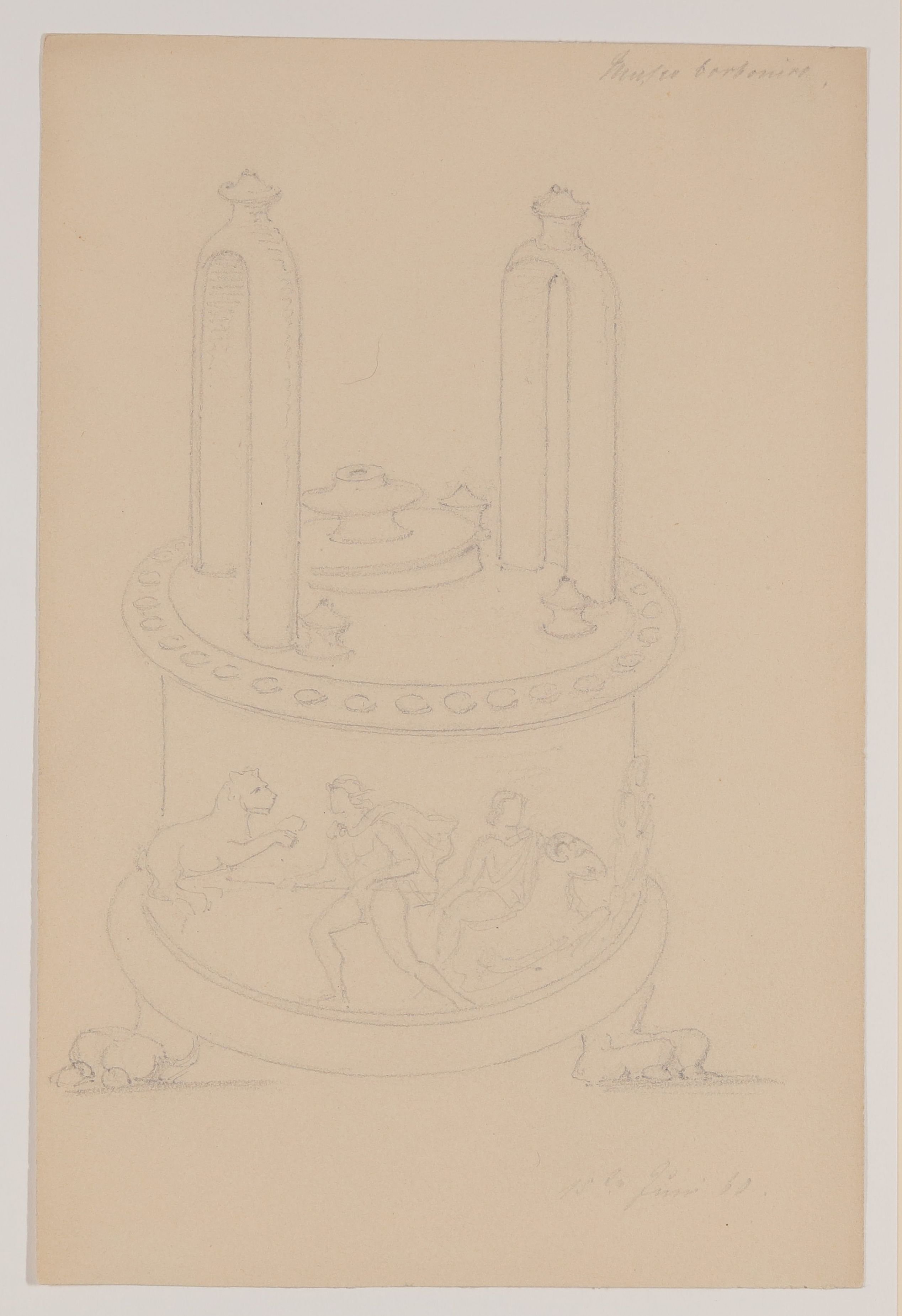 Pyxis aus dem ehem. Museo Borbonico in Neapel [aus einem Konvolut von 107 Blatt Architekturstudien und Skizzen einer Italienreise] (Freies Deutsches Hochstift CC BY-NC-SA)