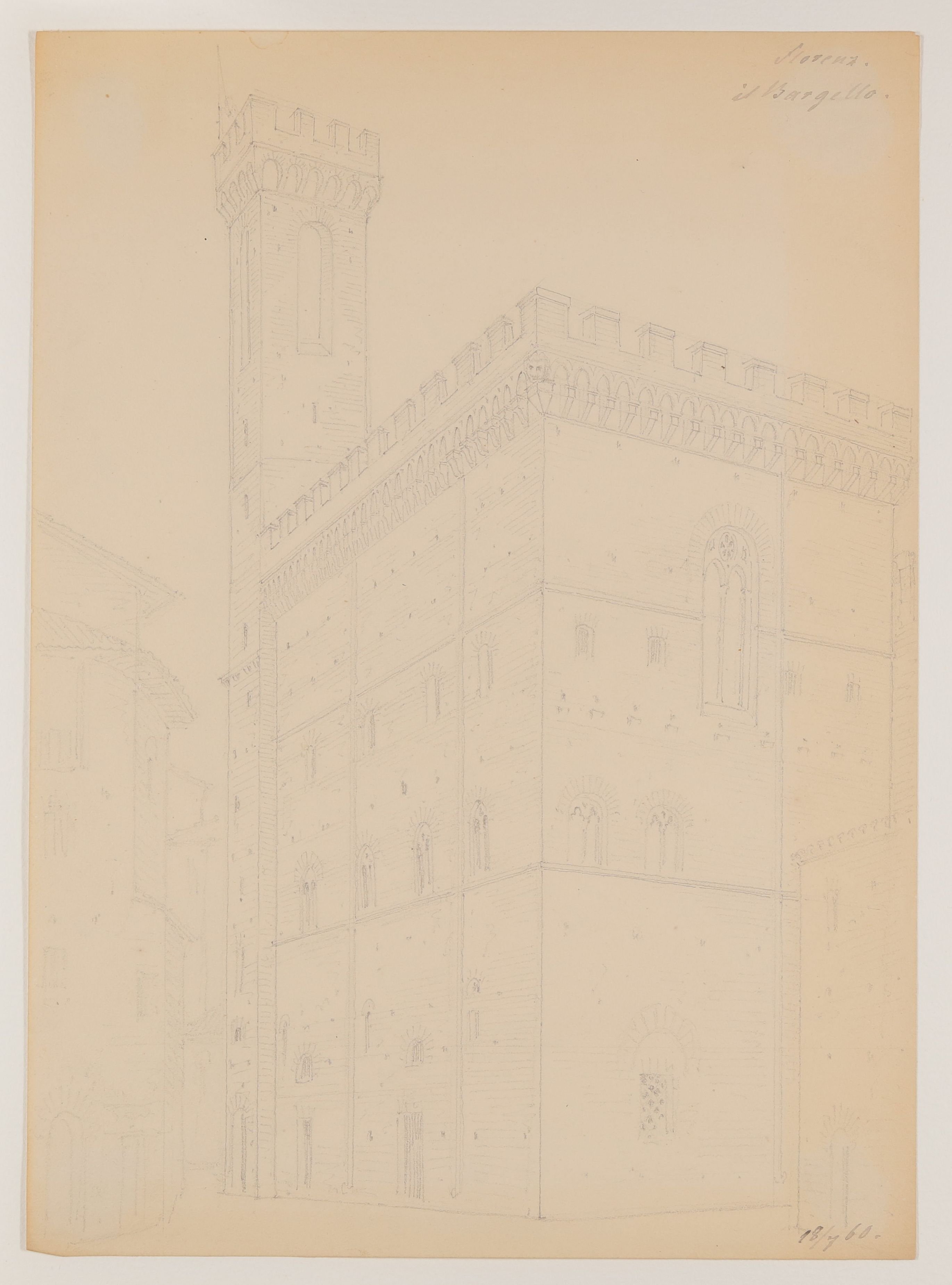 Der Palazzo del Bargello in Florenz [aus einem Konvolut von 107 Blatt Architekturstudien und Skizzen einer Italienreise] (Freies Deutsches Hochstift CC BY-NC-SA)