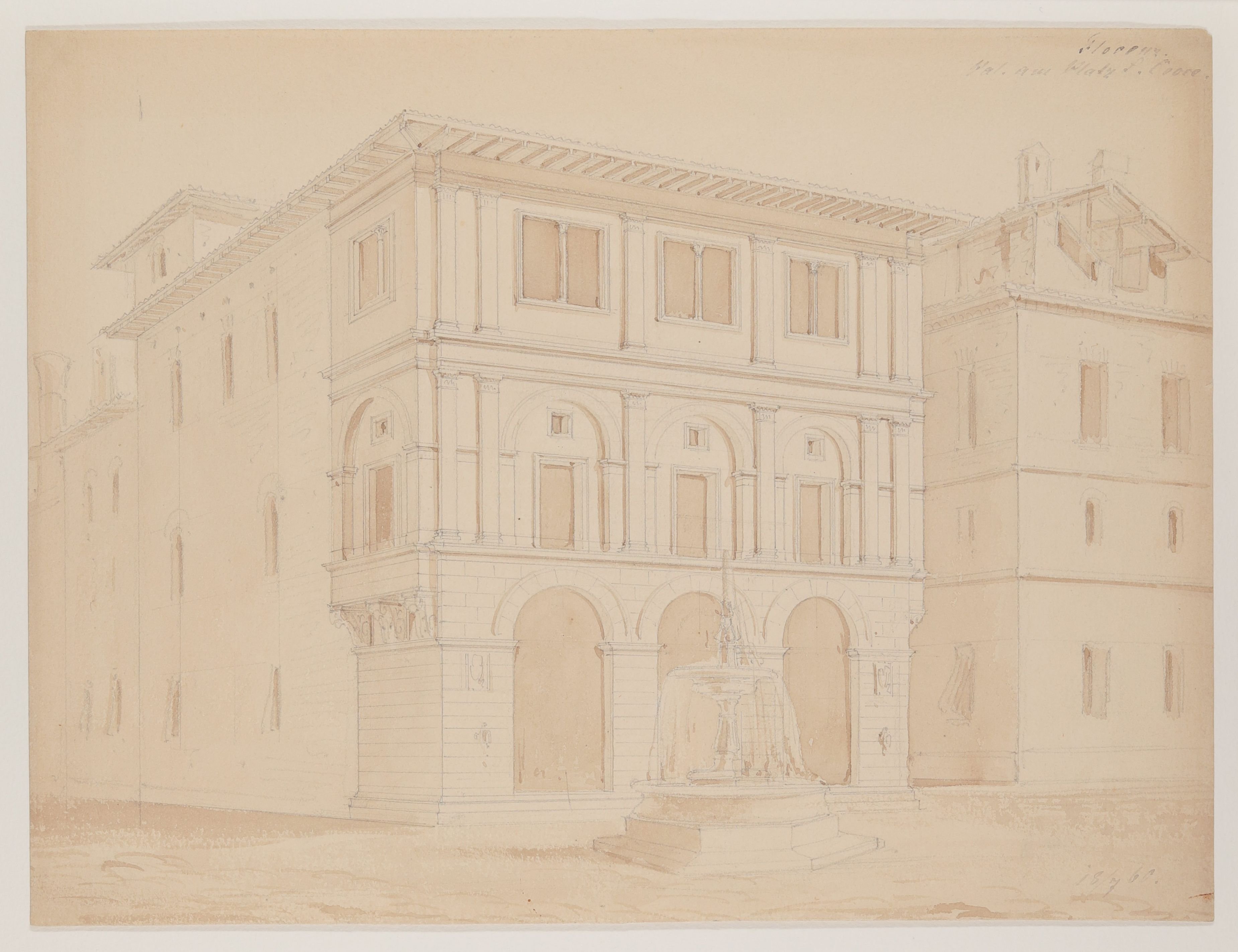 Der Palazzo Serristori in Florenz [aus einem Konvolut von 107 Blatt Architekturstudien und Skizzen einer Italienreise] (Freies Deutsches Hochstift CC BY-NC-SA)