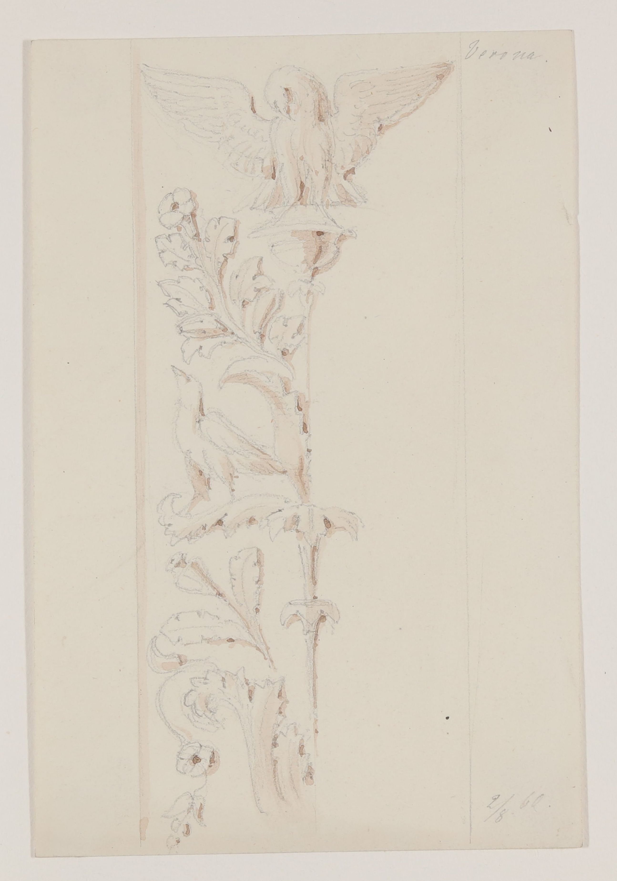 Ornament (eines Pilasters?) aus der Cappella Pellegrini in Verona [aus einem Konvolut von 107 Blatt Architekturstudien und Skizzen einer Italienreise] (Freies Deutsches Hochstift CC BY-NC-SA)